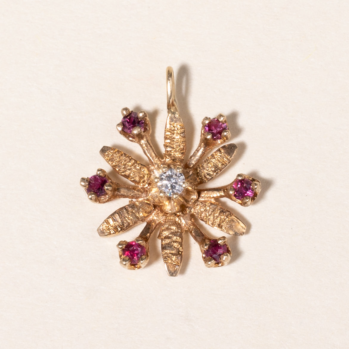 14K Yellow Gold Ruby & Diamond Pendant | 0.24ctw, 0.05ct |