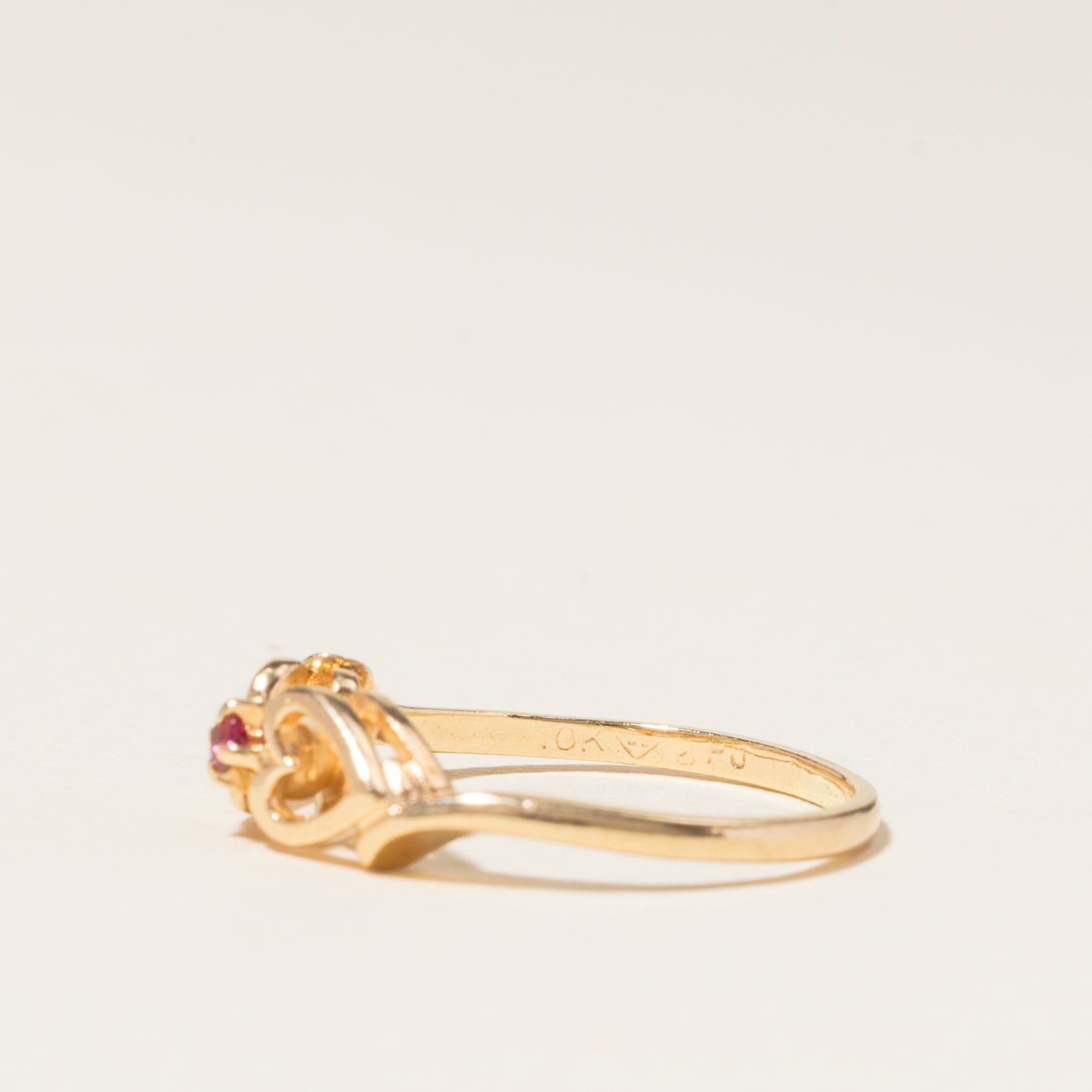 10K Yellow Gold Ruby Ring | 0.03ctw | SZ 3.75