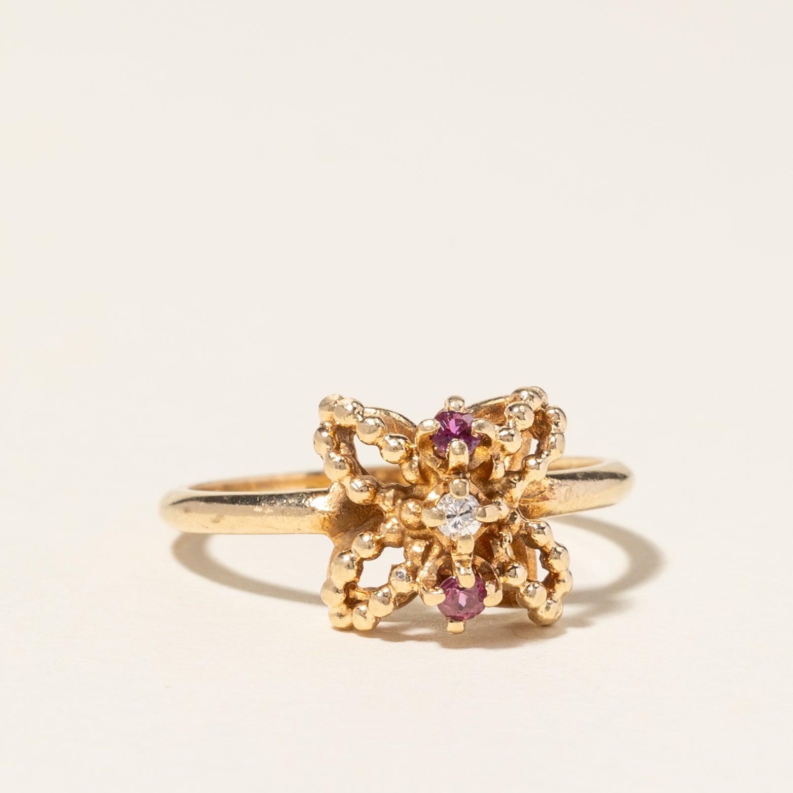 10K Yellow Gold Ruby & Diamond Ring | 0.08ctw, 0.03ctw | SZ 5.75 |