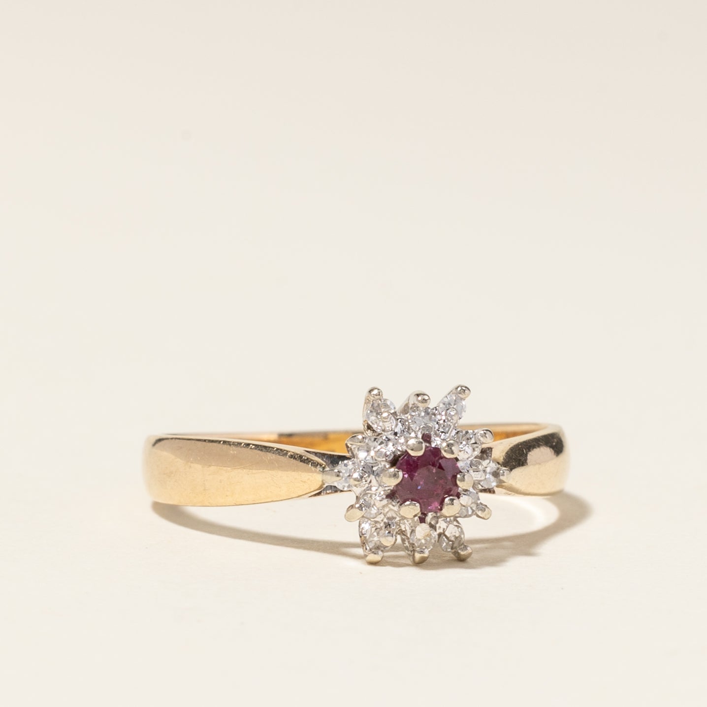 10K Yellow Gold Ruby & Diamond Ring | 0.10ct, 0.06ctw | SZ 6 |