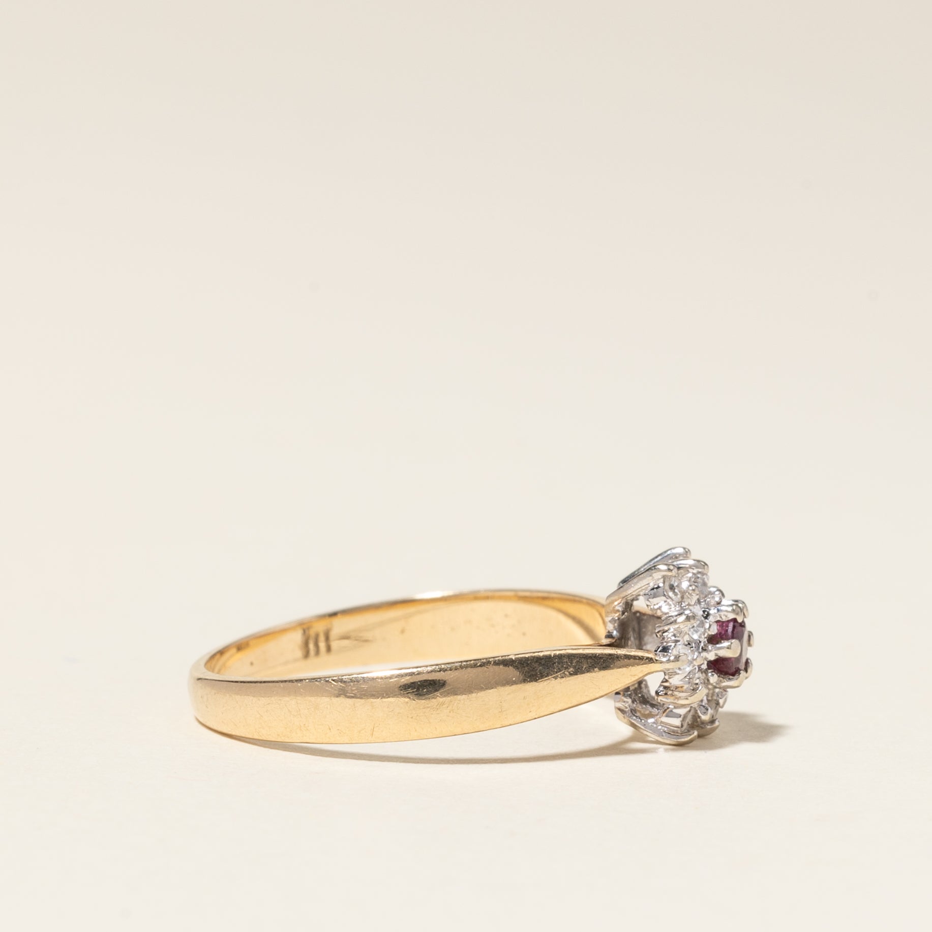 10K Yellow Gold Ruby & Diamond Ring | 0.10ct, 0.06ctw | SZ 6 |