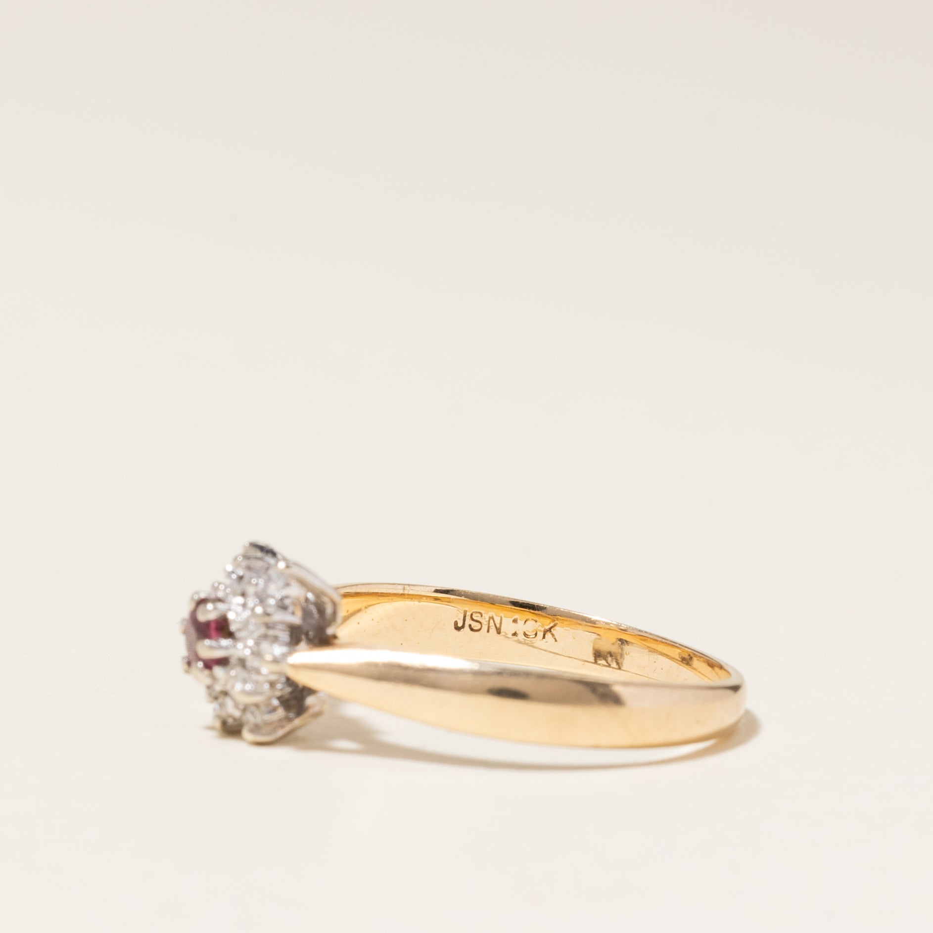 10K Yellow Gold Ruby & Diamond Ring | 0.10ct, 0.06ctw | SZ 6 |