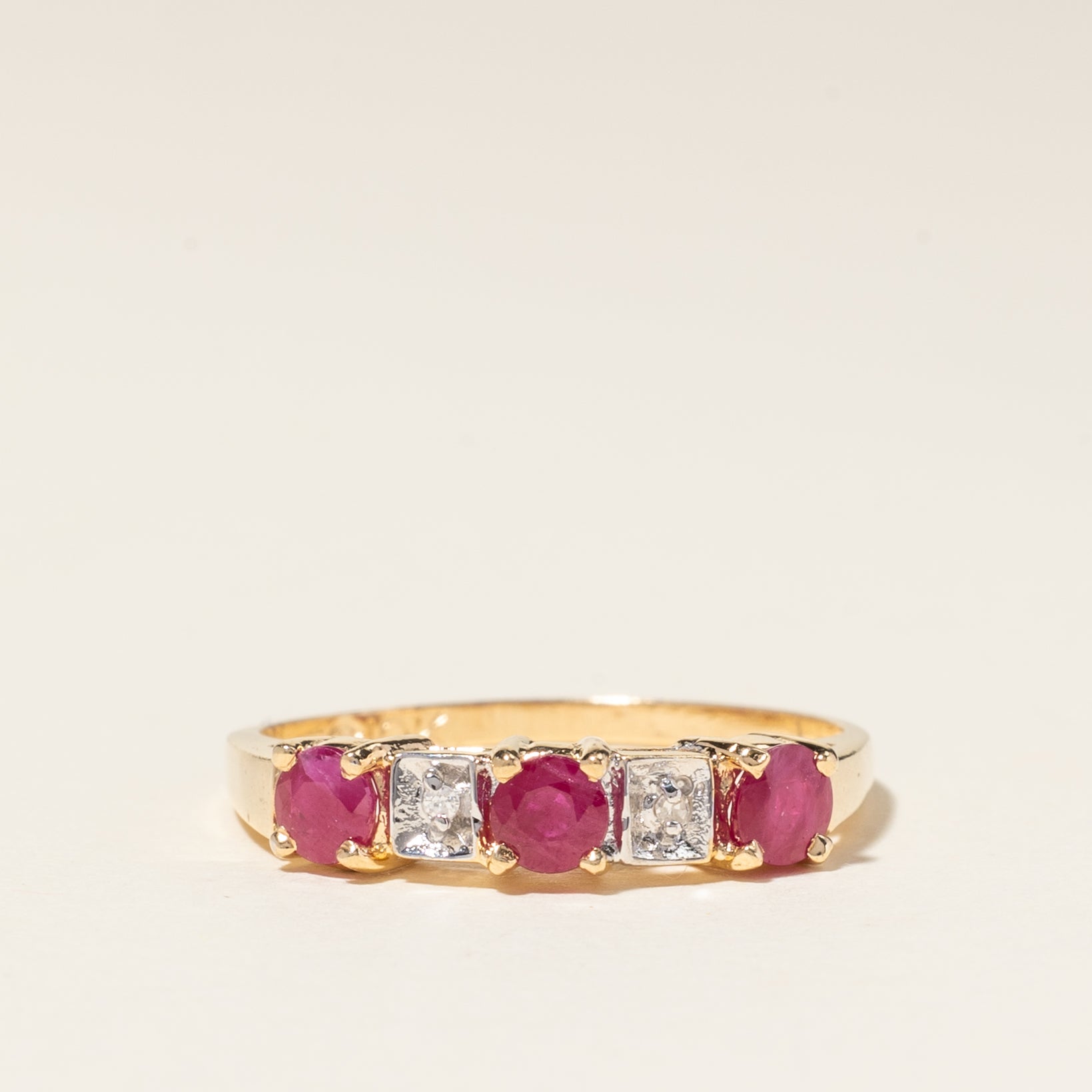 10K Yellow Gold Ruby & Diamond Ring | 0.63ctw, 0.01ctw | SZ 7.75 |