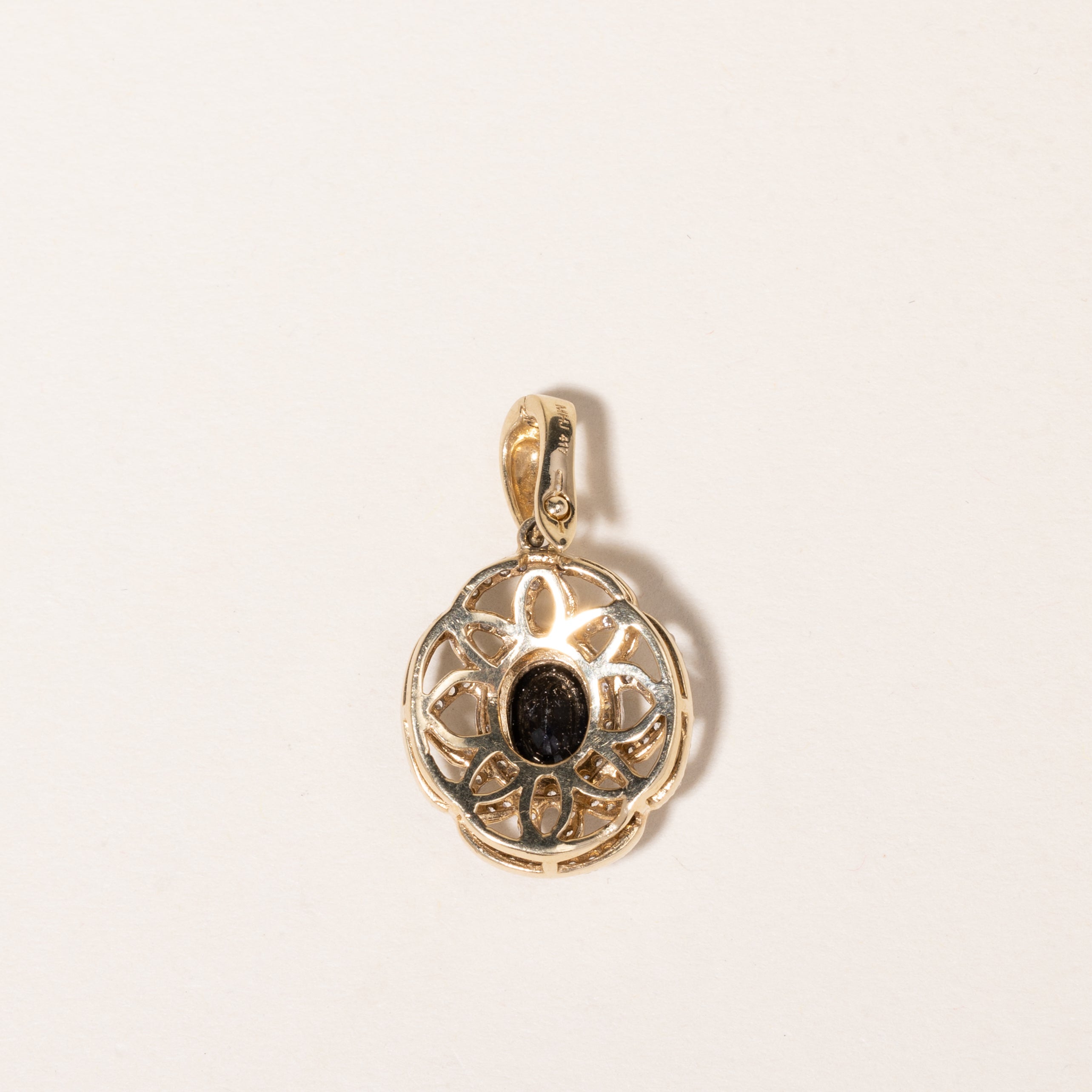 14K Yellow Gold Sapphire & Diamond Pendant | 1.42ct, 0.51ctw