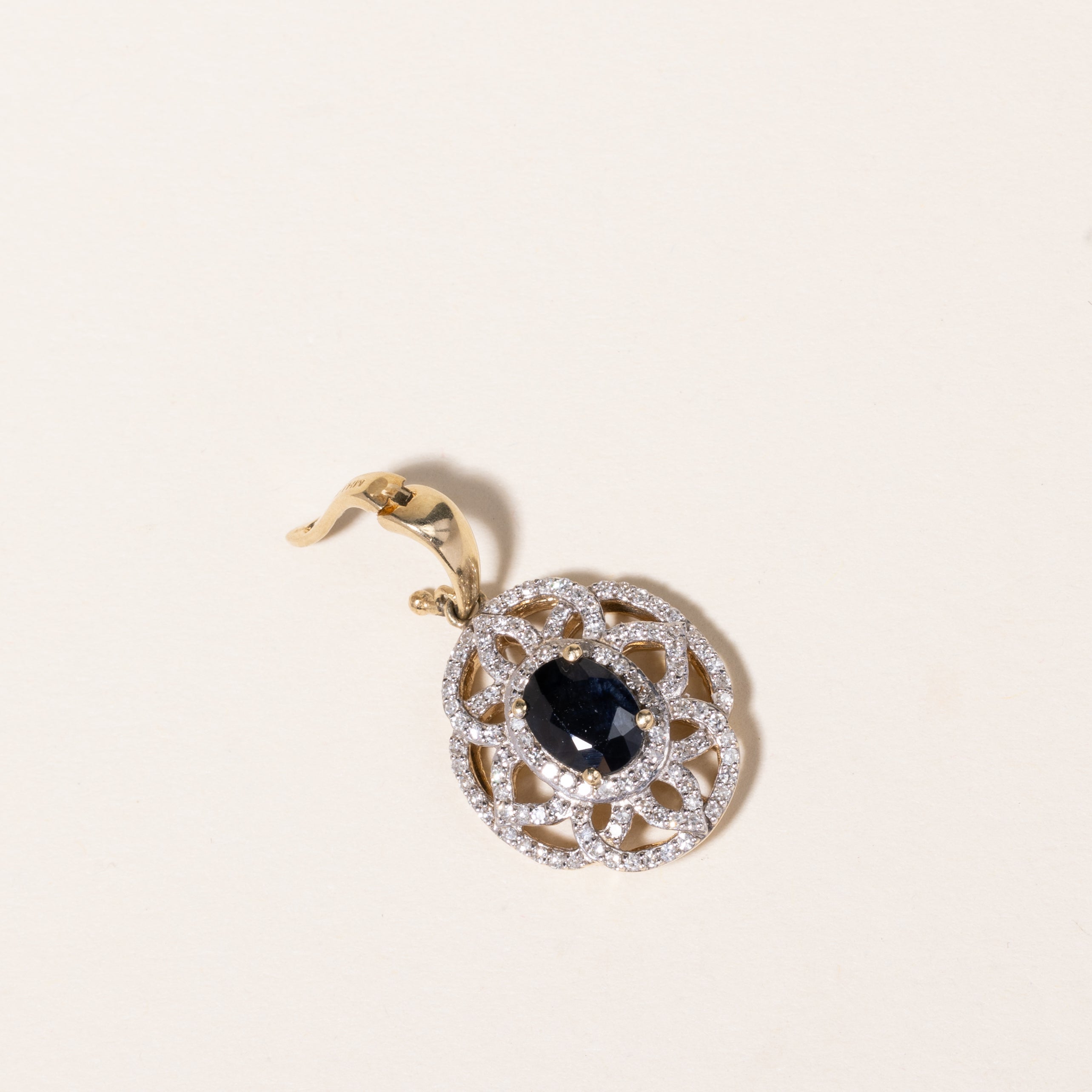 14K Yellow Gold Sapphire & Diamond Pendant | 1.42ct, 0.51ctw