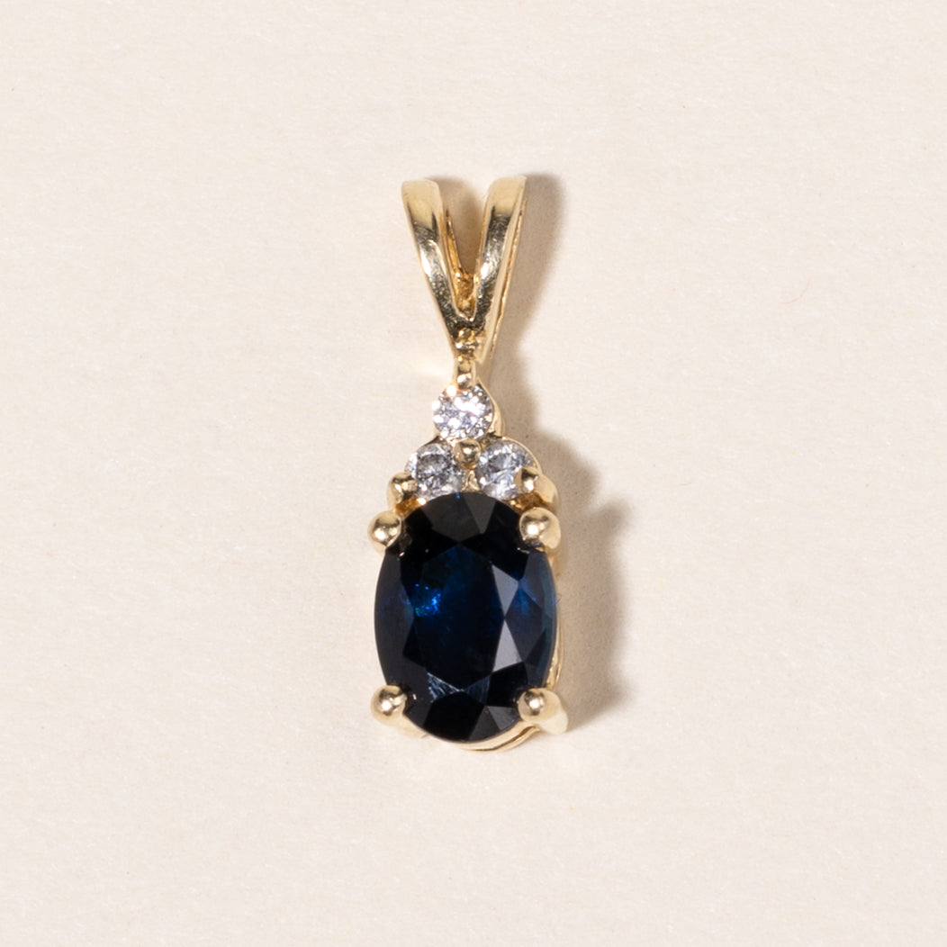 14K Yellow Gold Sapphire & Diamond Pendant | 0.95ct, 0.06ctw |