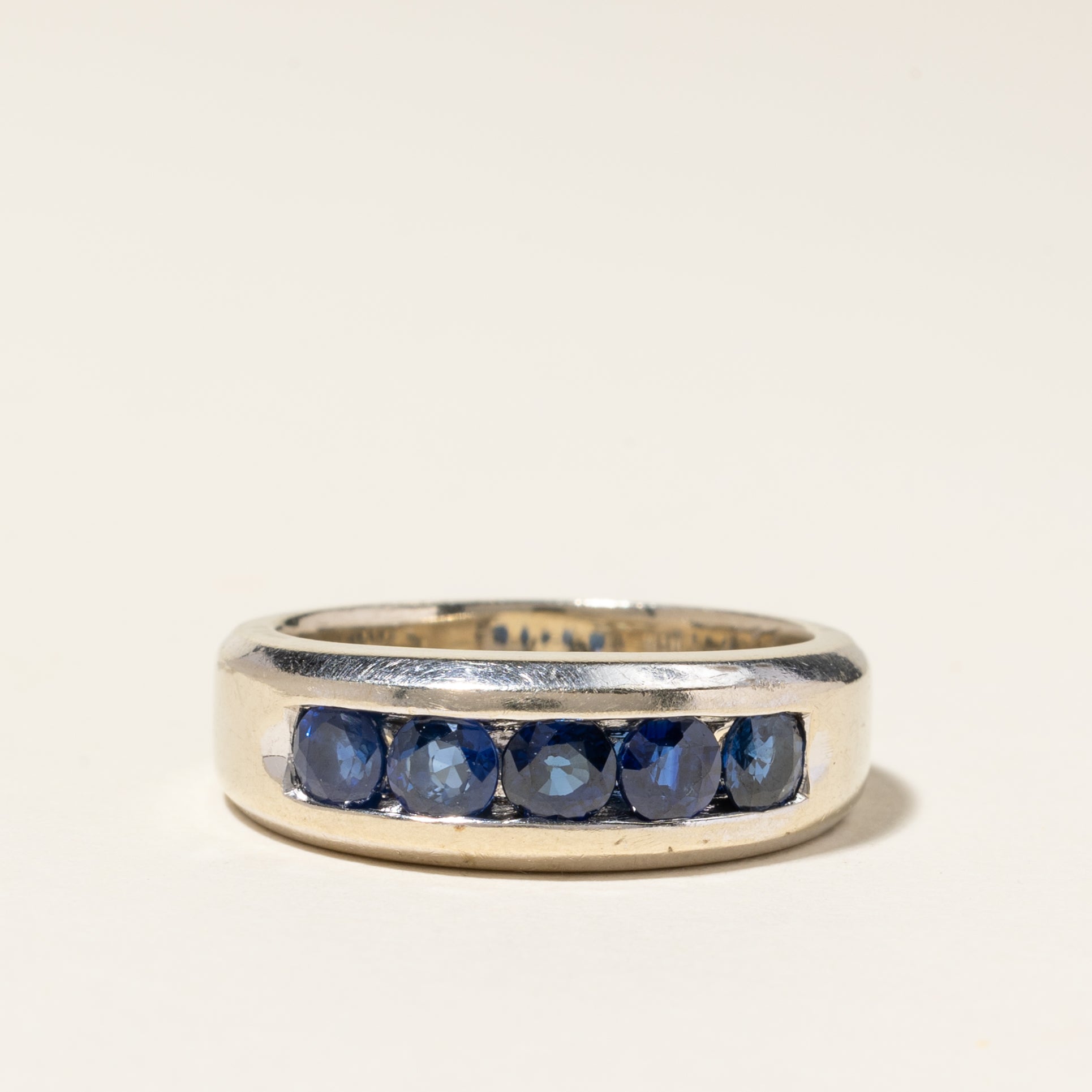 14K White Gold Blue Sapphire Band | 1.50ctw | SZ 8.75