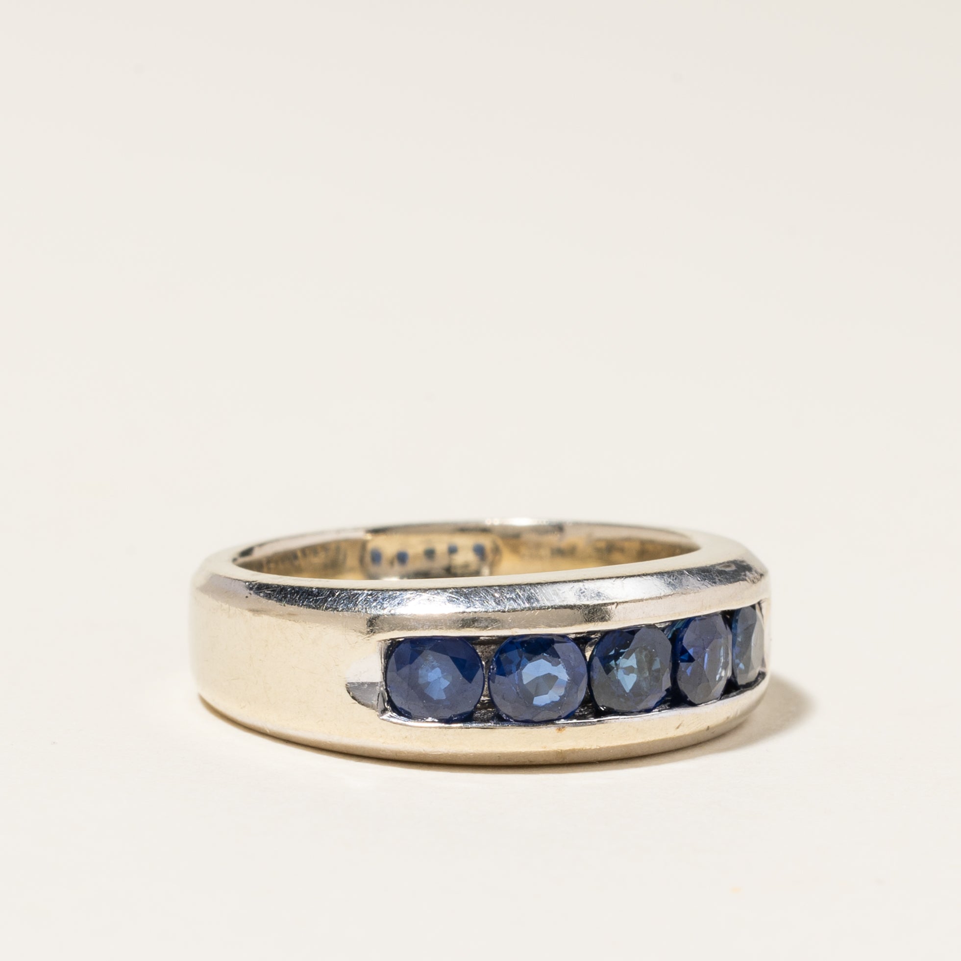 14K White Gold Blue Sapphire Band | 1.50ctw | SZ 8.75