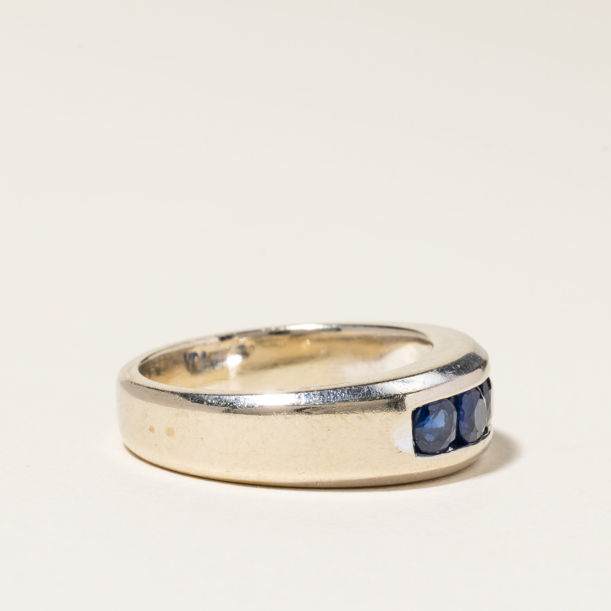 14K White Gold Blue Sapphire Band | 1.50ctw | SZ 8.75