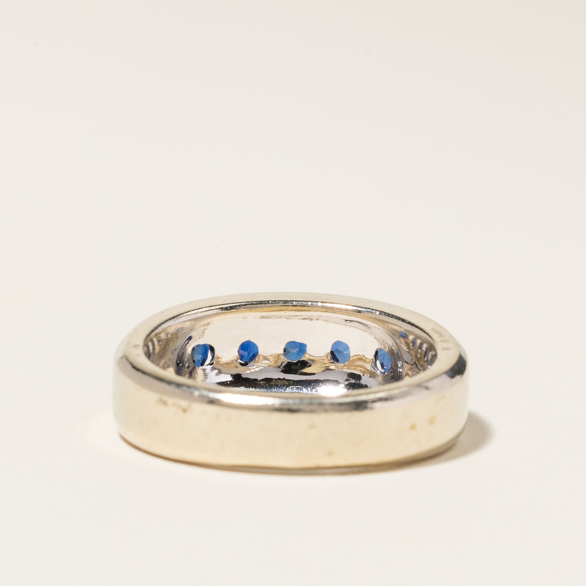 14K White Gold Blue Sapphire Band | 1.50ctw | SZ 8.75