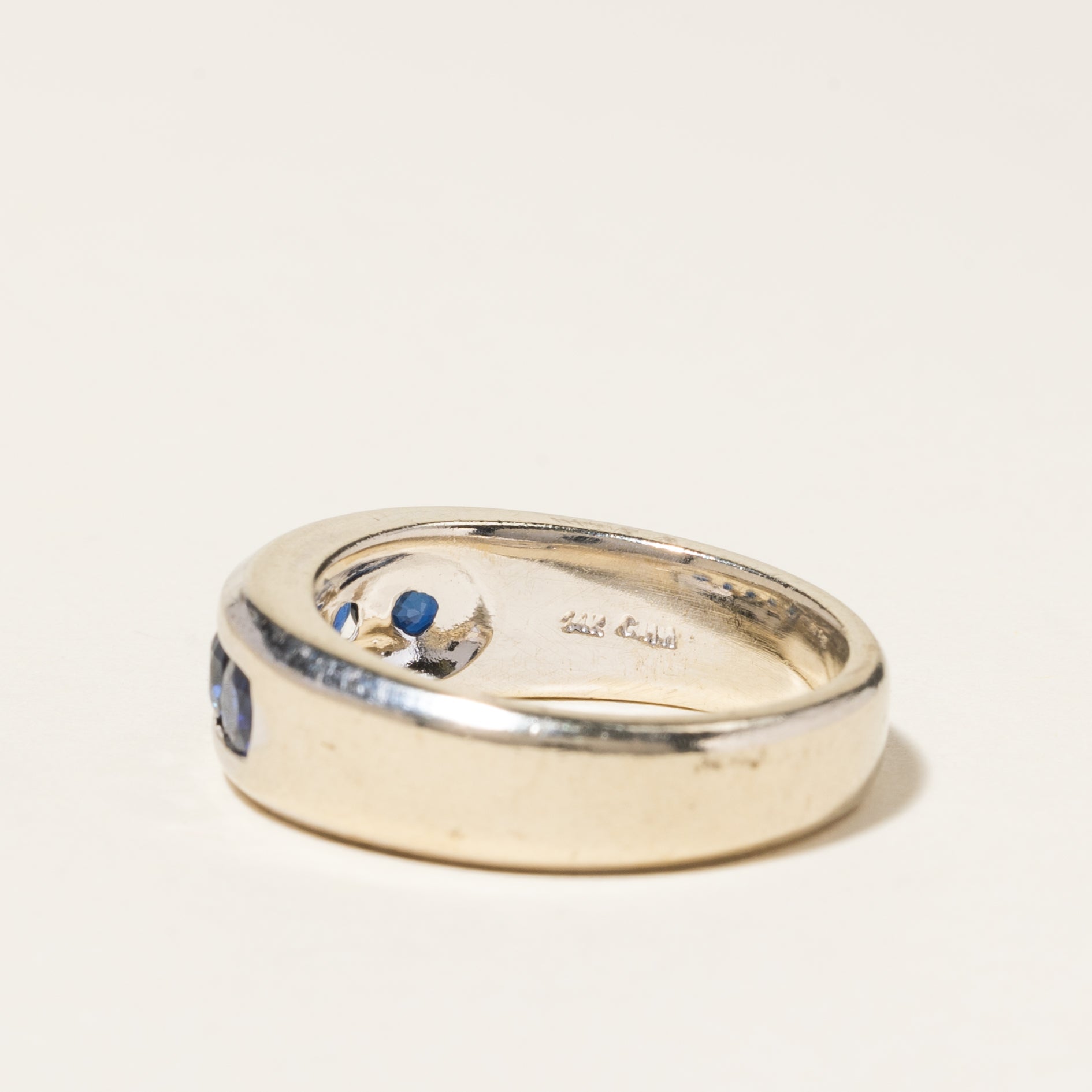 14K White Gold Blue Sapphire Band | 1.50ctw | SZ 8.75
