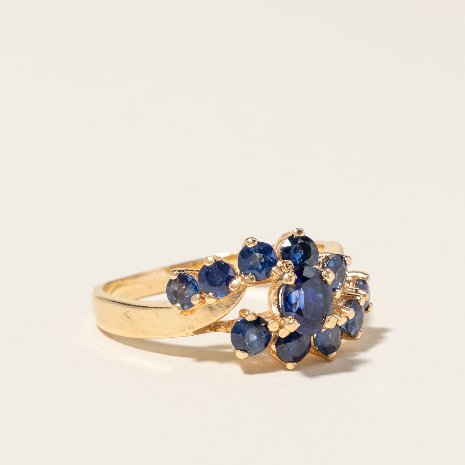 14K Yellow Gold Blue Sapphire Ring | 1.57ctw | SZ 6