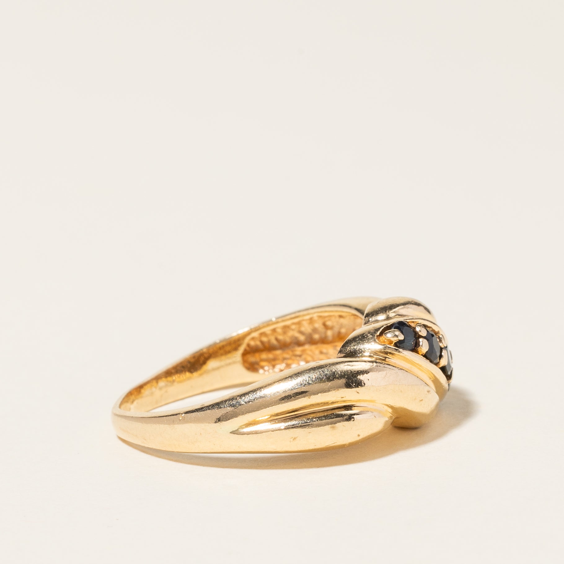 14K Yellow Gold Blue Sapphire Ring | 0.35ctw | SZ 6.75