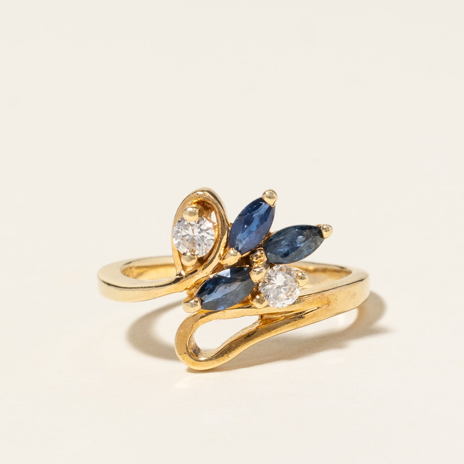 14K Yellow Gold Blue Sapphire & Diamond Ring | 0.54ctw, 0.20ctw | SZ 5.75 |