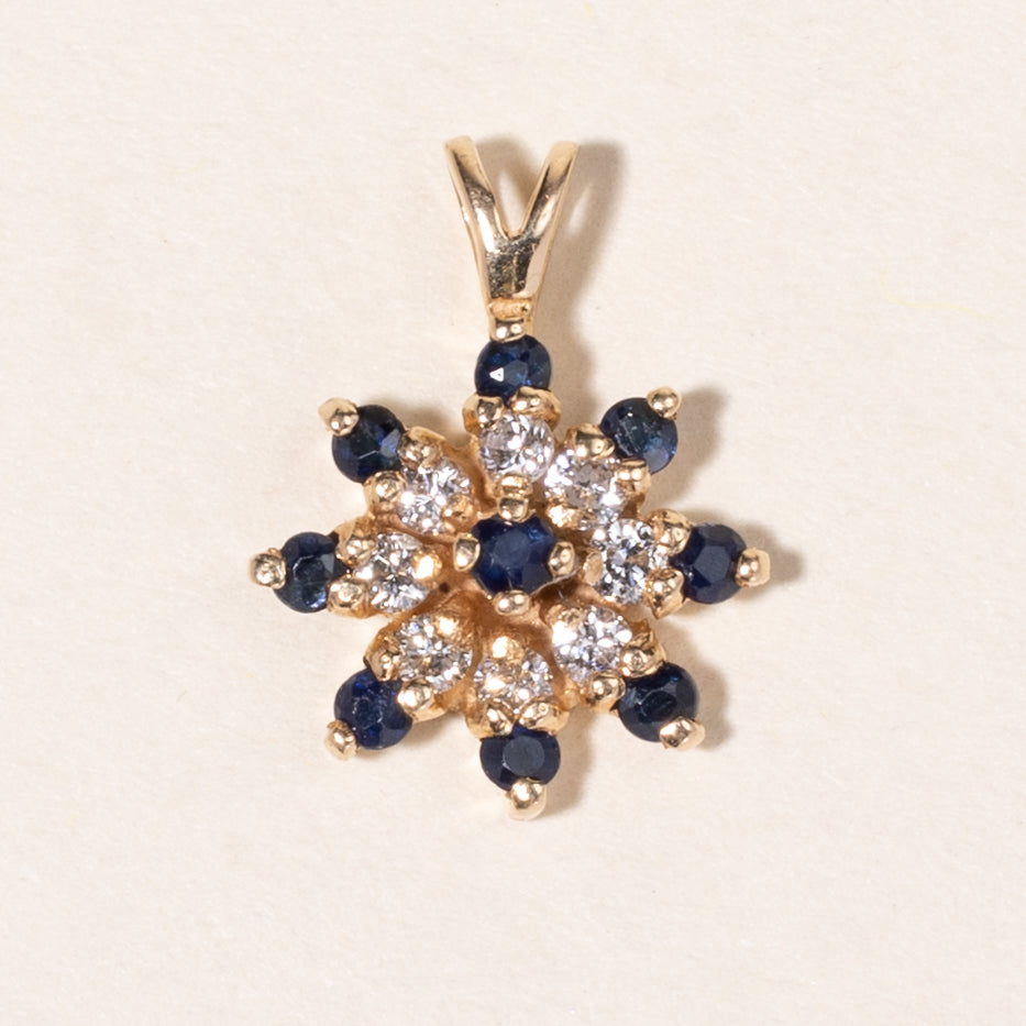 14K Yellow Gold Sapphire & Diamond Pendant | 0.18ctw, 0.24ctw |