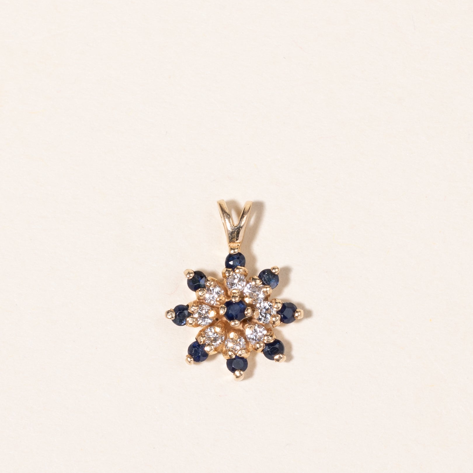 14K Yellow Gold Sapphire & Diamond Pendant | 0.18ctw, 0.24ctw |