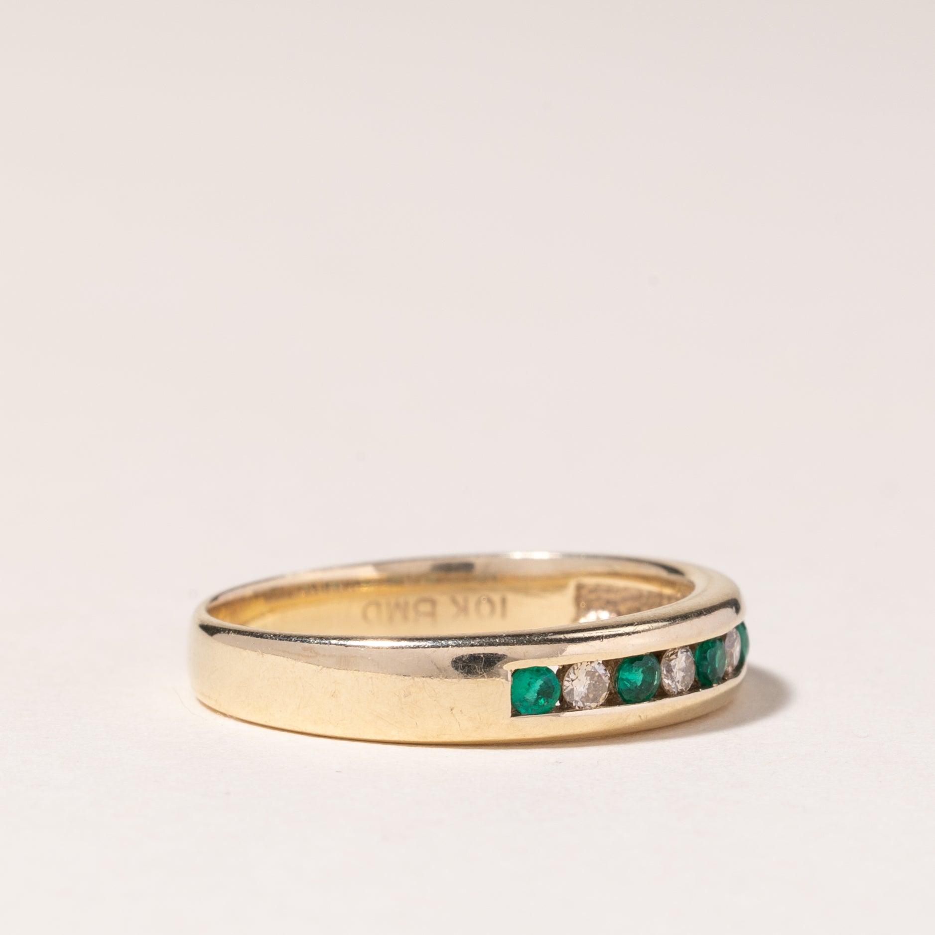 10K Yellow Gold Emerald & Diamond Band | 0.10ctw, 0.10ctw | SZ 6.75 |