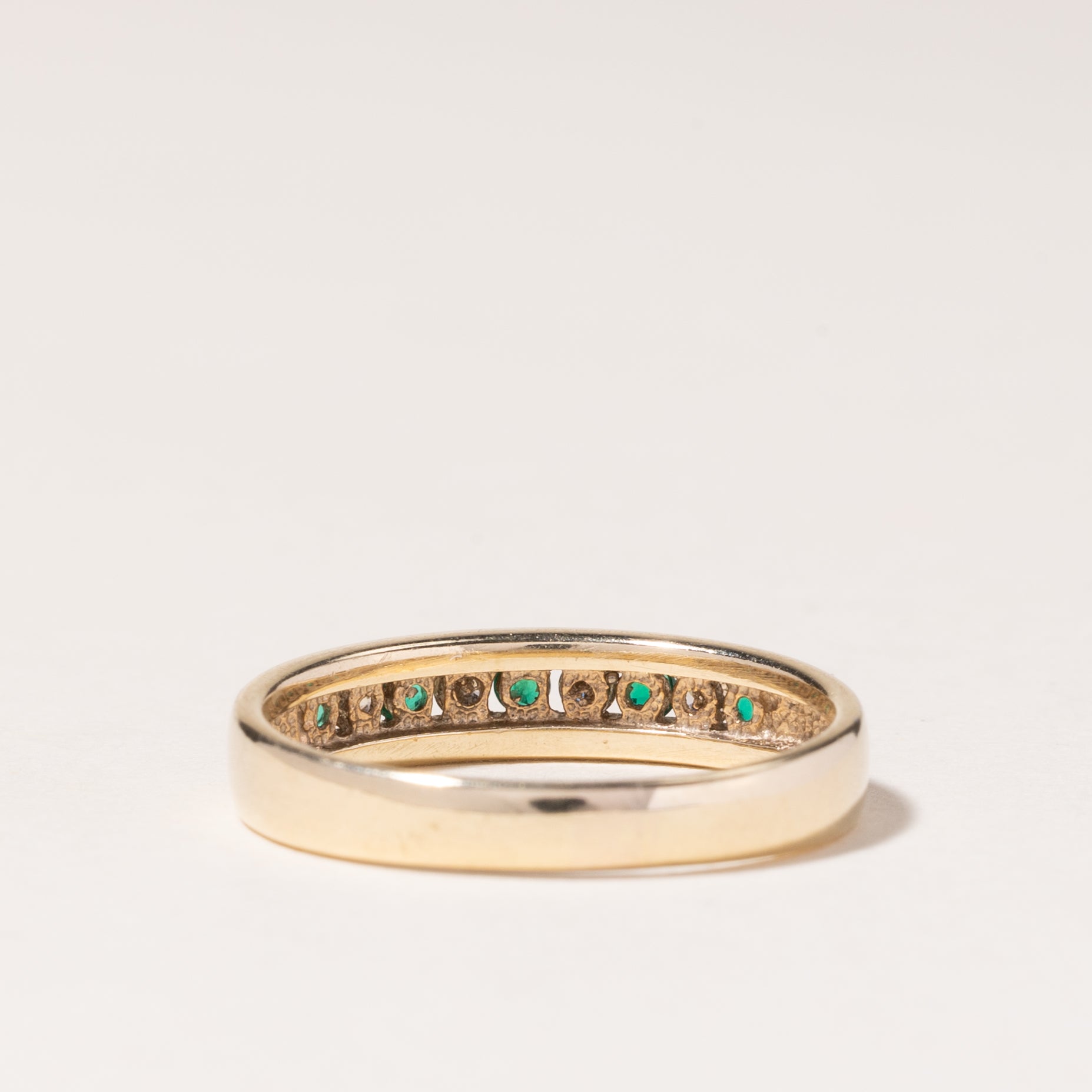 10K Yellow Gold Emerald & Diamond Band | 0.10ctw, 0.10ctw | SZ 6.75 |