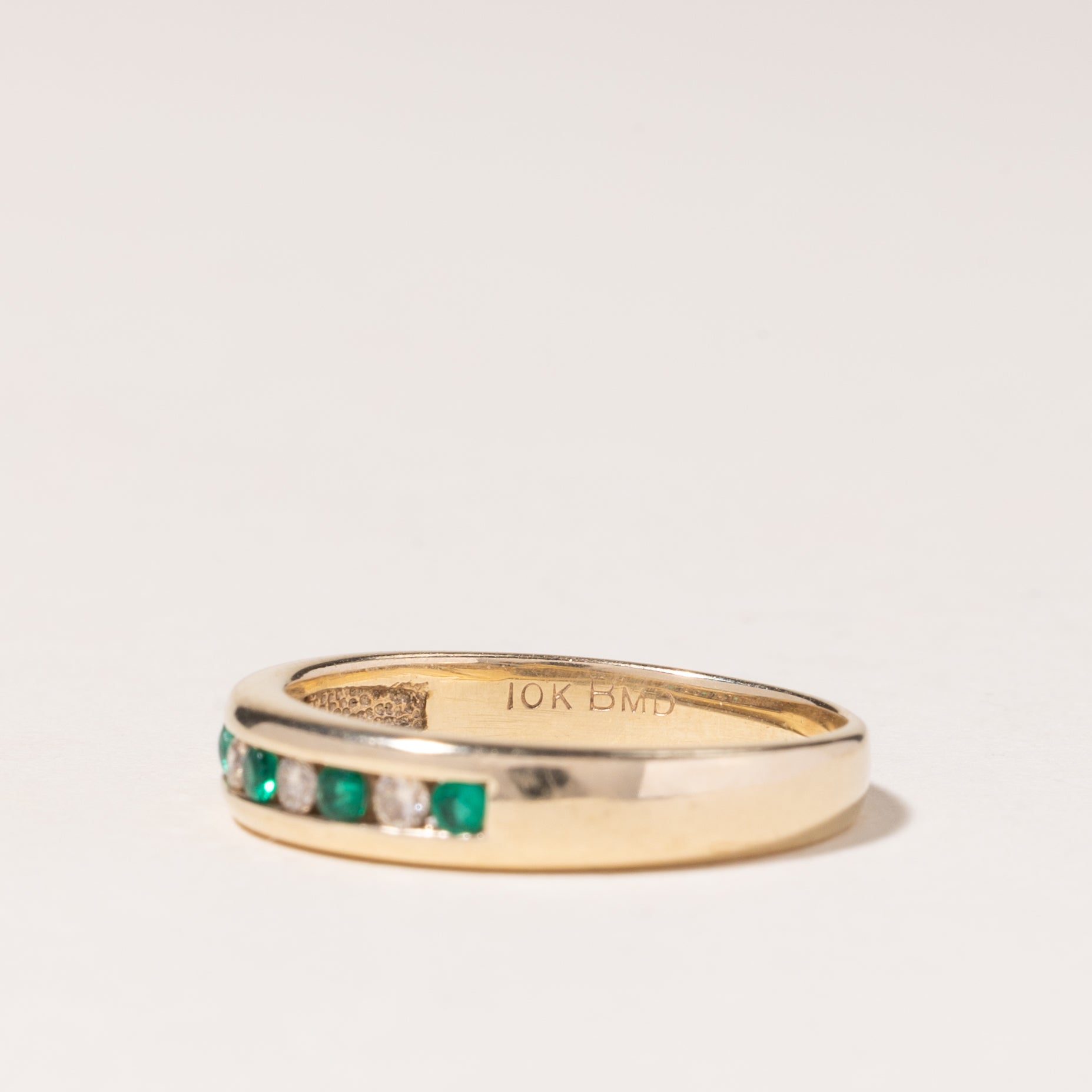 10K Yellow Gold Emerald & Diamond Band | 0.10ctw, 0.10ctw | SZ 6.75 |