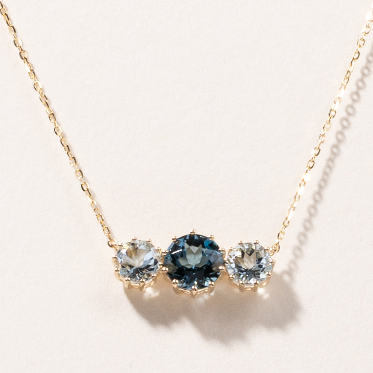 10K Yellow Gold Topaz & Aquamarine Necklace | 1.16ct, 0.92ctw | 16" |