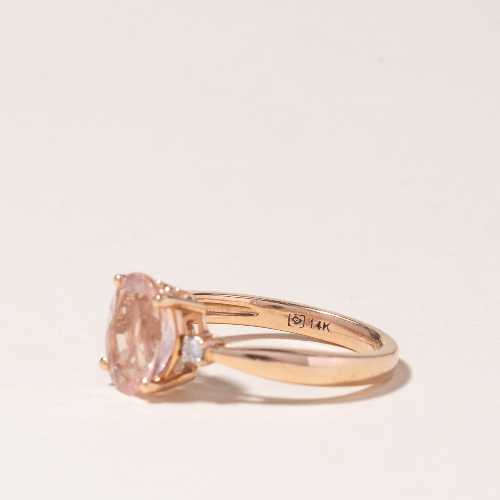 14K Rose Gold Morganite & Diamond Ring | 1.50ct, 004ctw | SZ 4.75 |