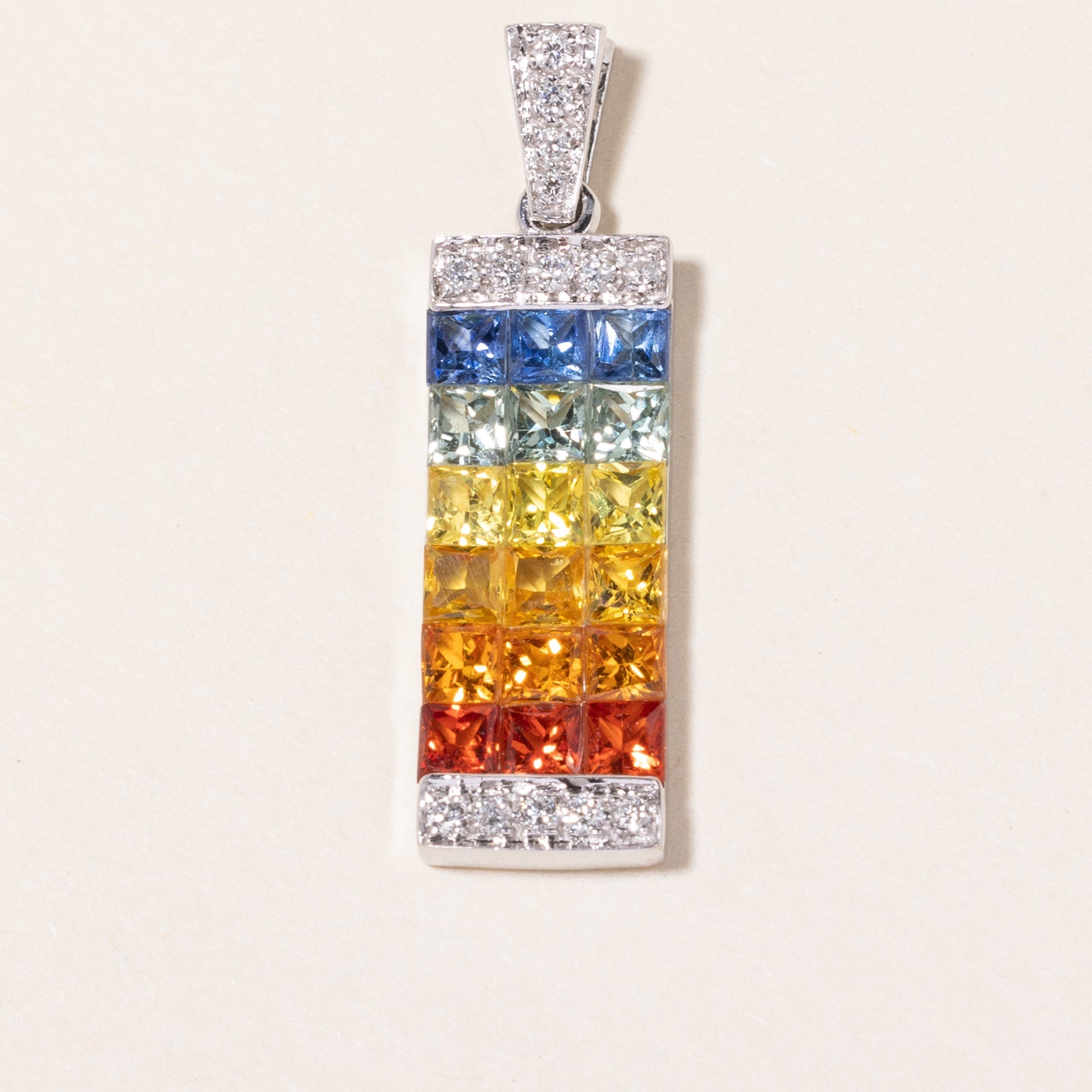 14K White Gold Rainbow Spinel & Diamond Pendant | 1.58ctw, 0.14ctw |