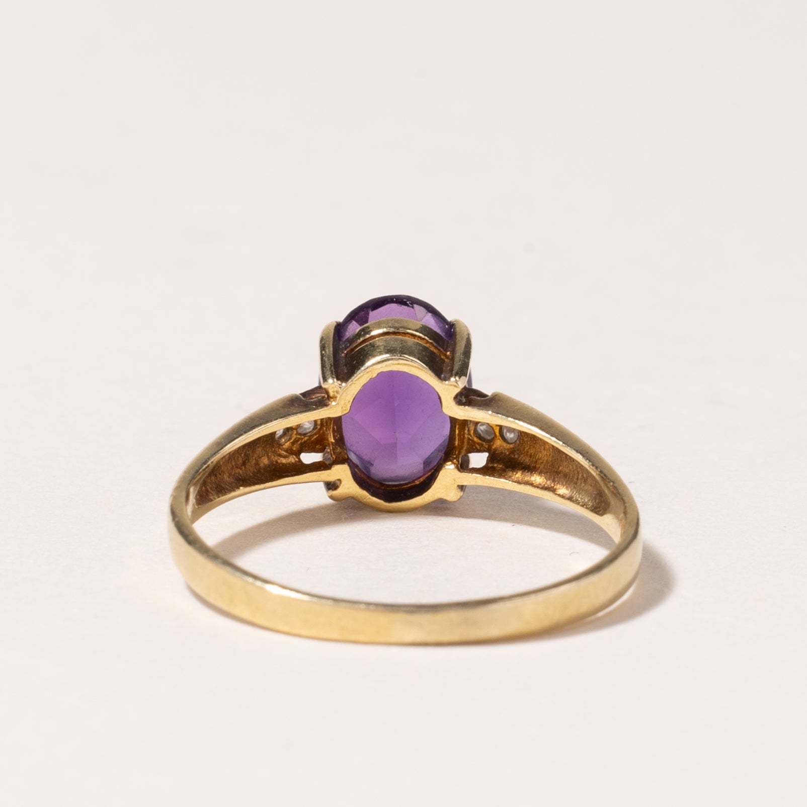 18K Yellow Gold Amethyst & Diamond Ring | 1.19ct, 0.02ctw | SZ 5.5
