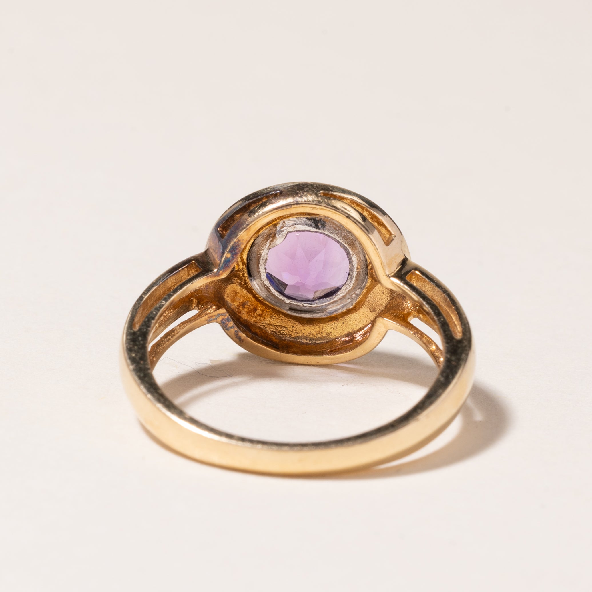 14K Yellow Gold Bezel Set Amethyst Ring | 1.00ct, 0.03ctw | SZ 6.75