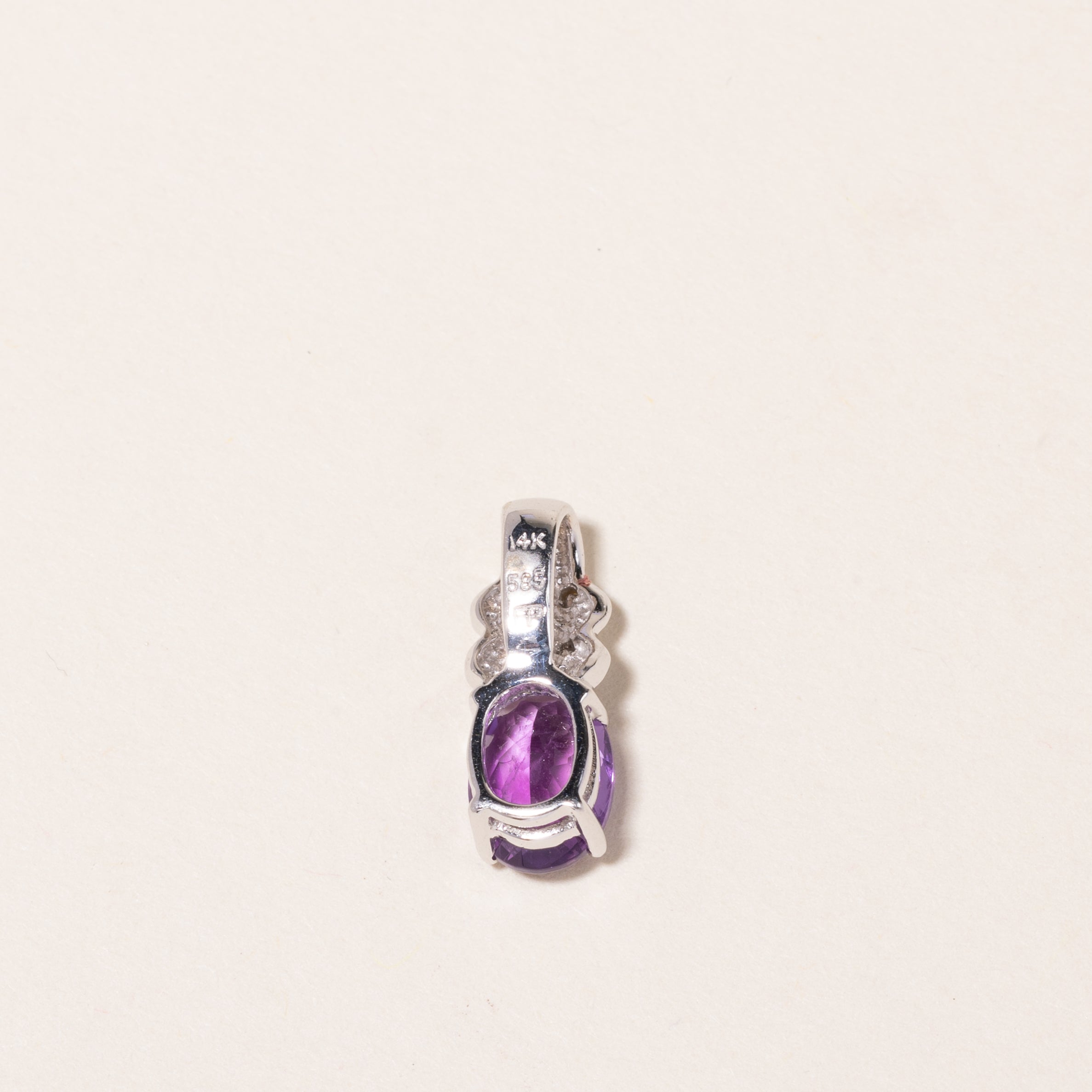 14K White Gold Amethyst & Diamond Pendant | 1.33ct, 0.03ctw |