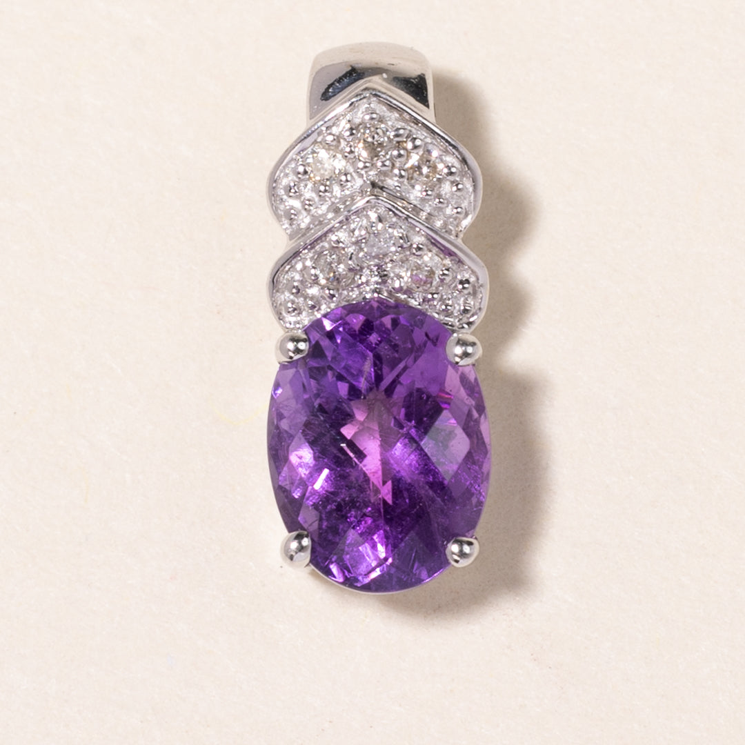 14K White Gold Amethyst & Diamond Pendant | 1.33ct, 0.03ctw |
