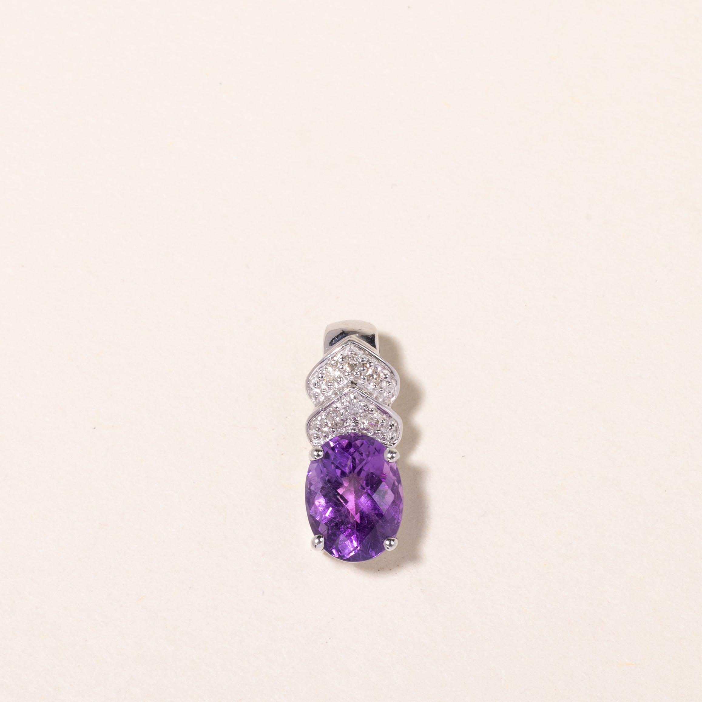 14K White Gold Amethyst & Diamond Pendant | 1.33ct, 0.03ctw |