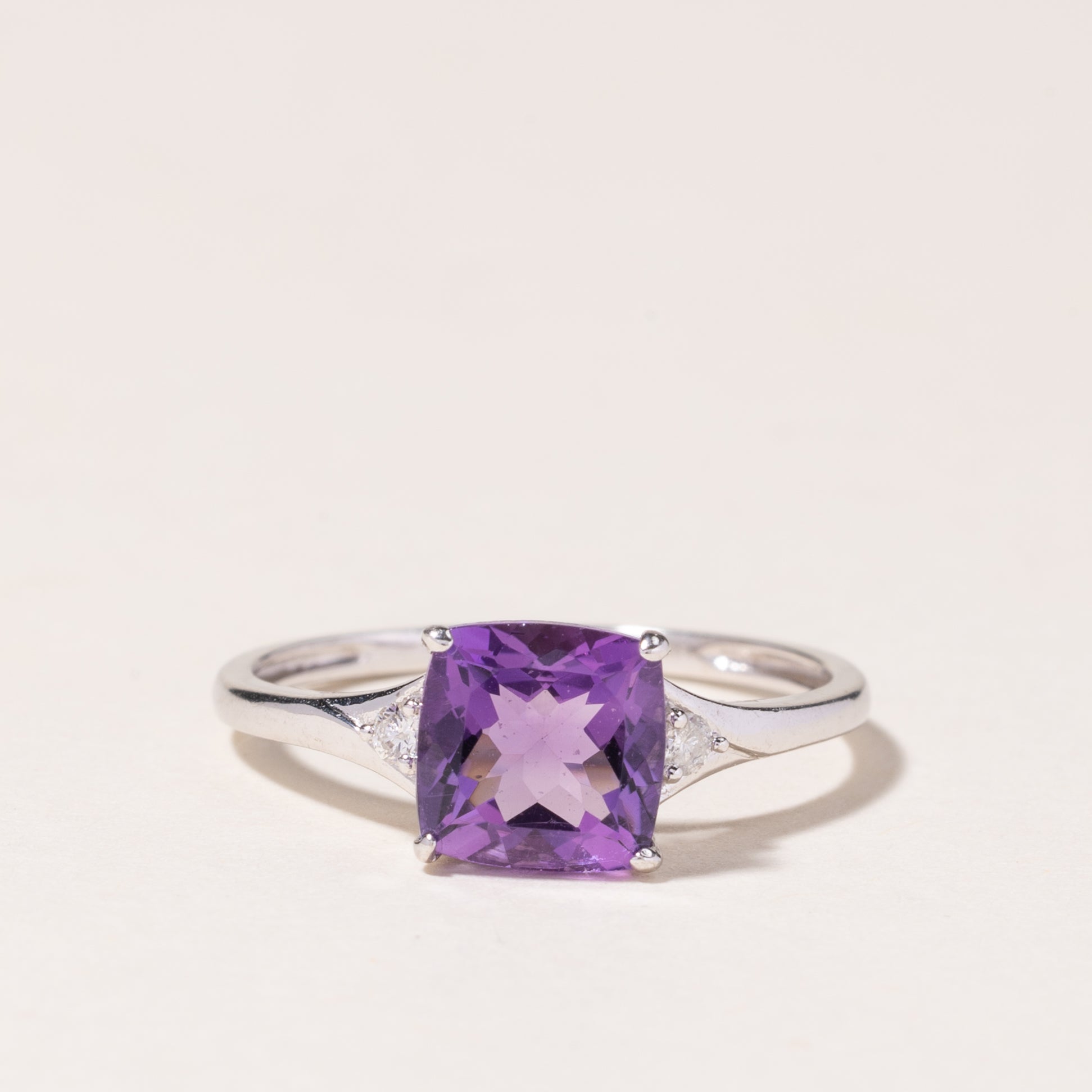 10K White Gold Amethyst & Diamond Ring | 1.37ct, 0.54ctw | SZ 6.75 |