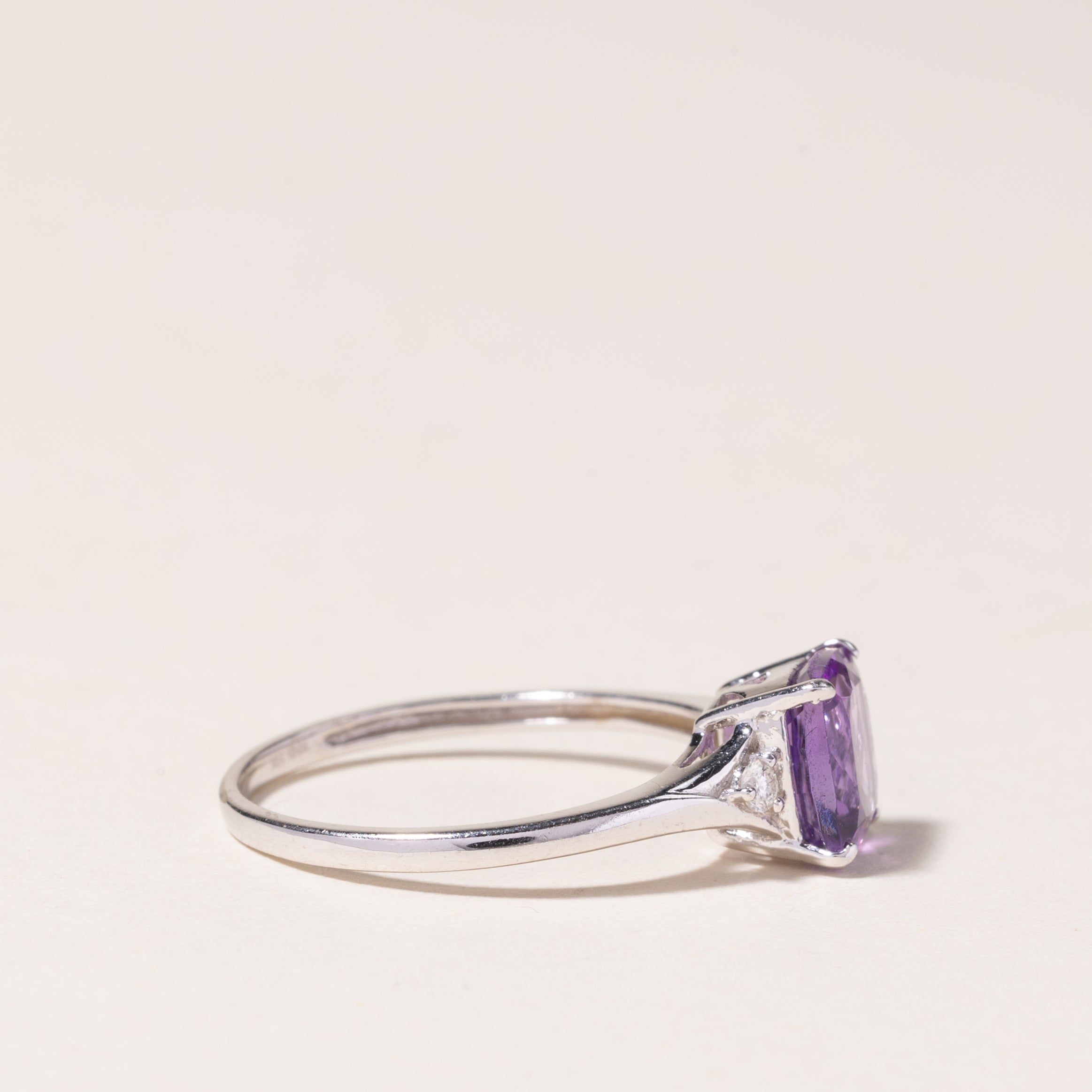 10K White Gold Amethyst & Diamond Ring | 1.37ct, 0.54ctw | SZ 6.75 |