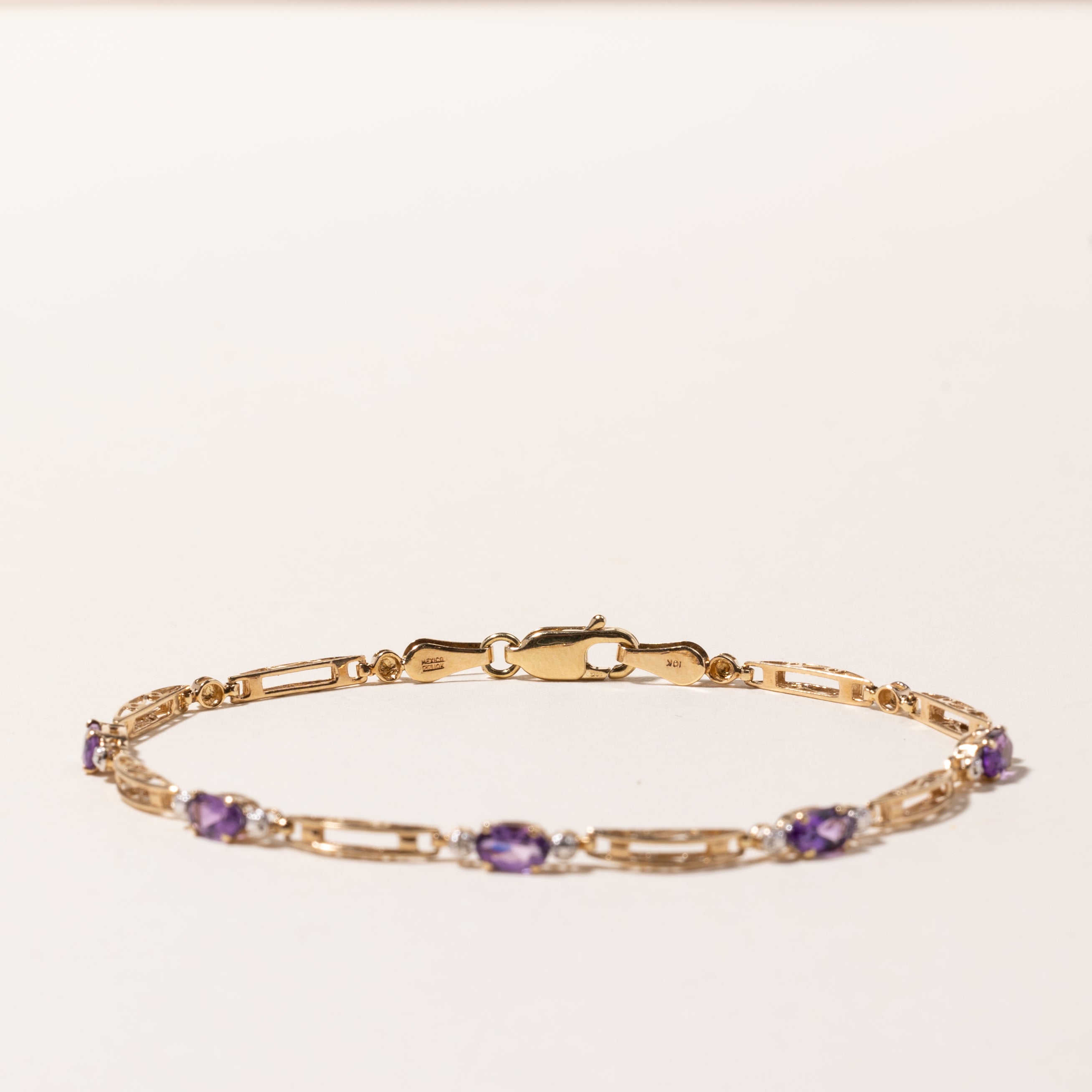 10K Yellow Gold Amethyst Bracelet | 0.90ctw | 6.75" |