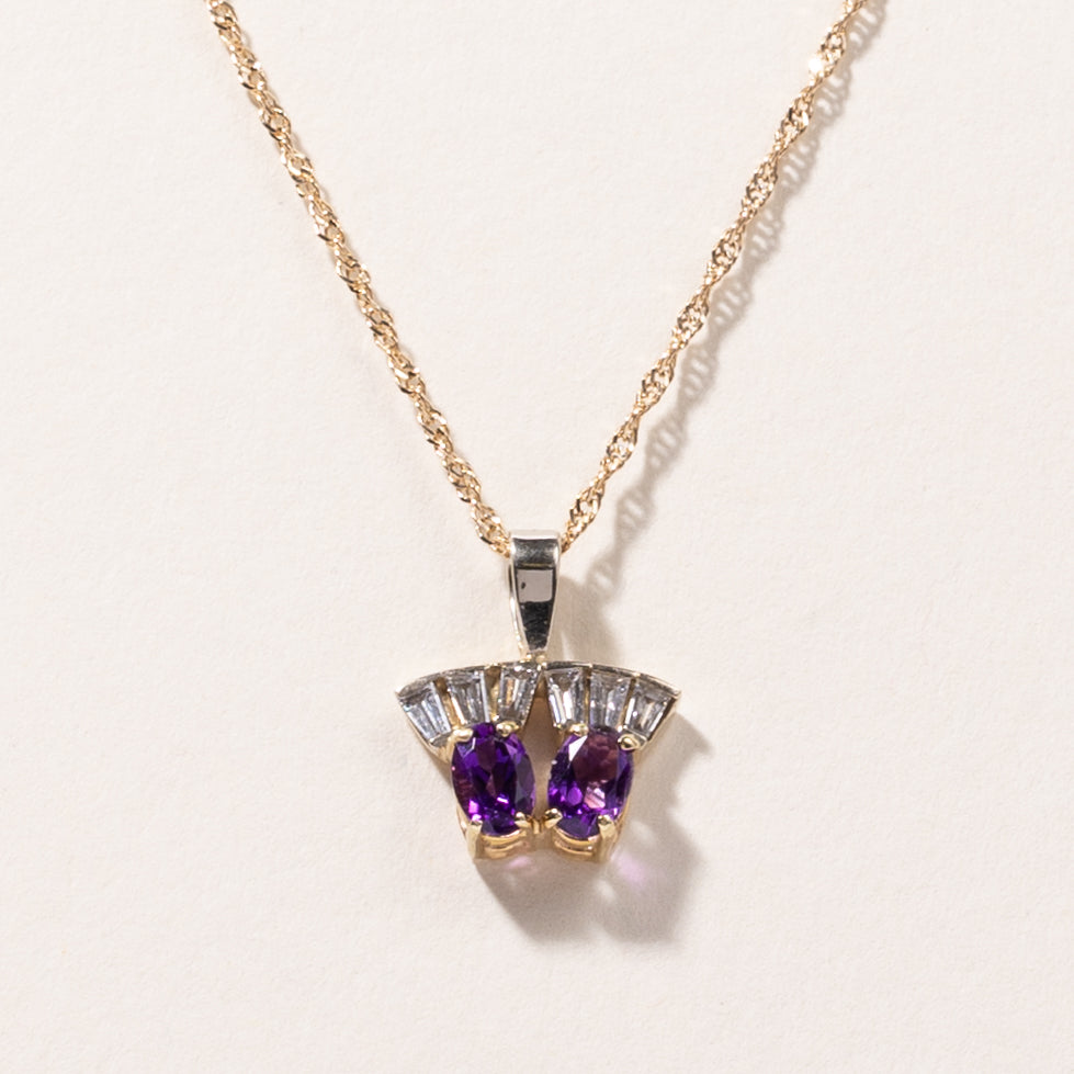 10K Yellow Gold Amethyst & Diamond Pendant Necklace | 0.79ctw, 0.28ctw | 18" |