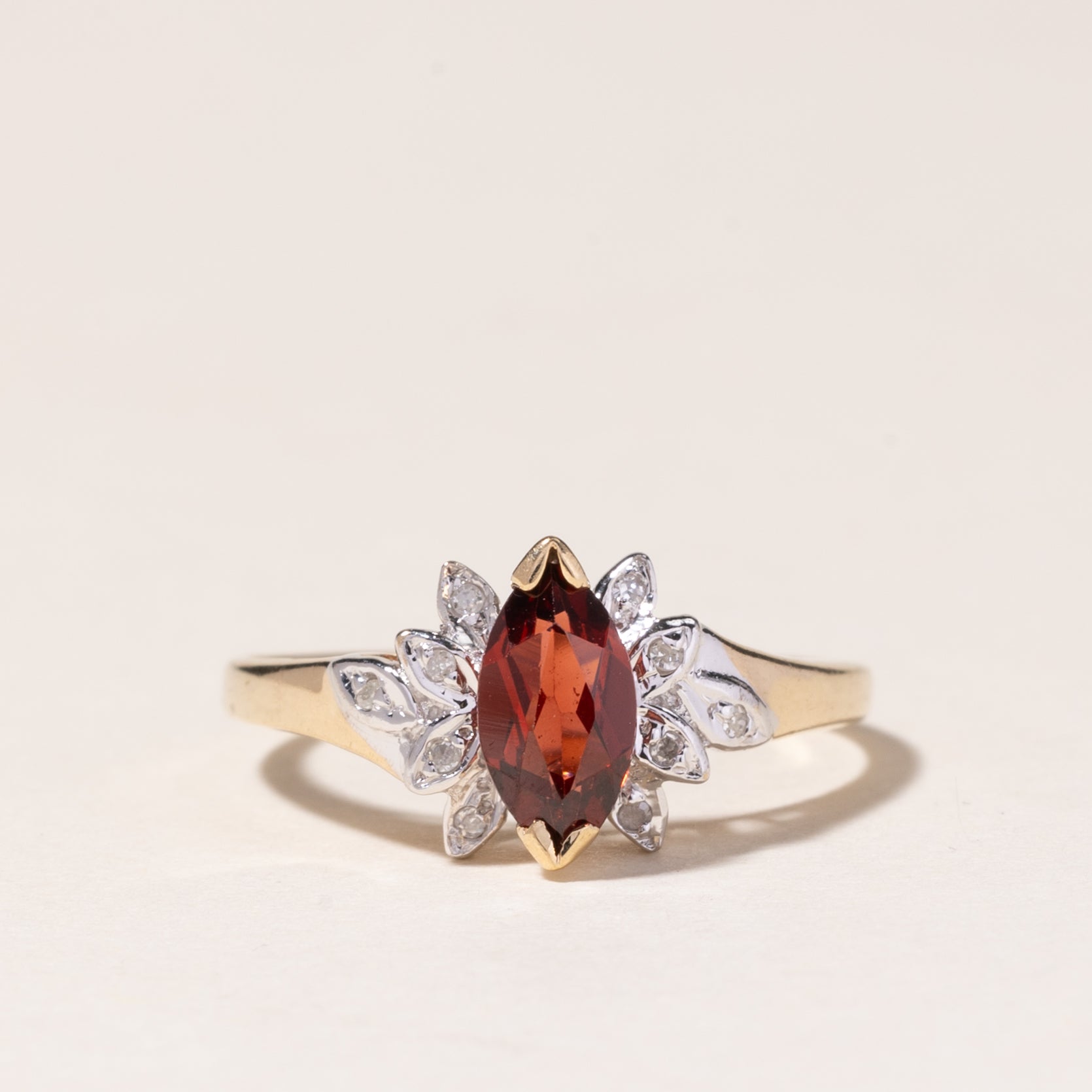 10K Yellow Gold Garnet & Diamond Ring | 0.63ct, 0.05ctw | SZ 6 |