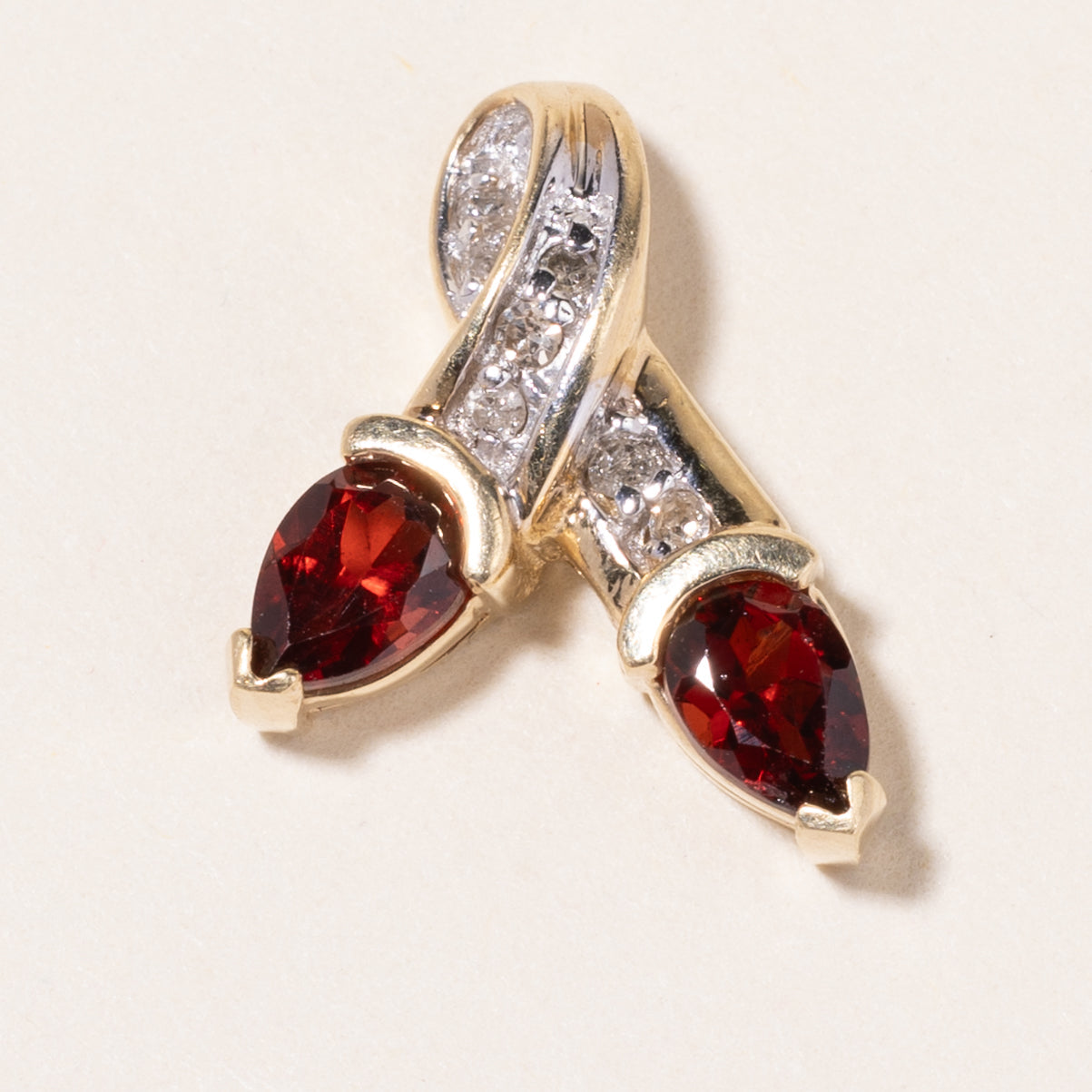 10K Yellow Gold Garnet & Diamond Pendant | 1.12ctw, 0.07ctw |