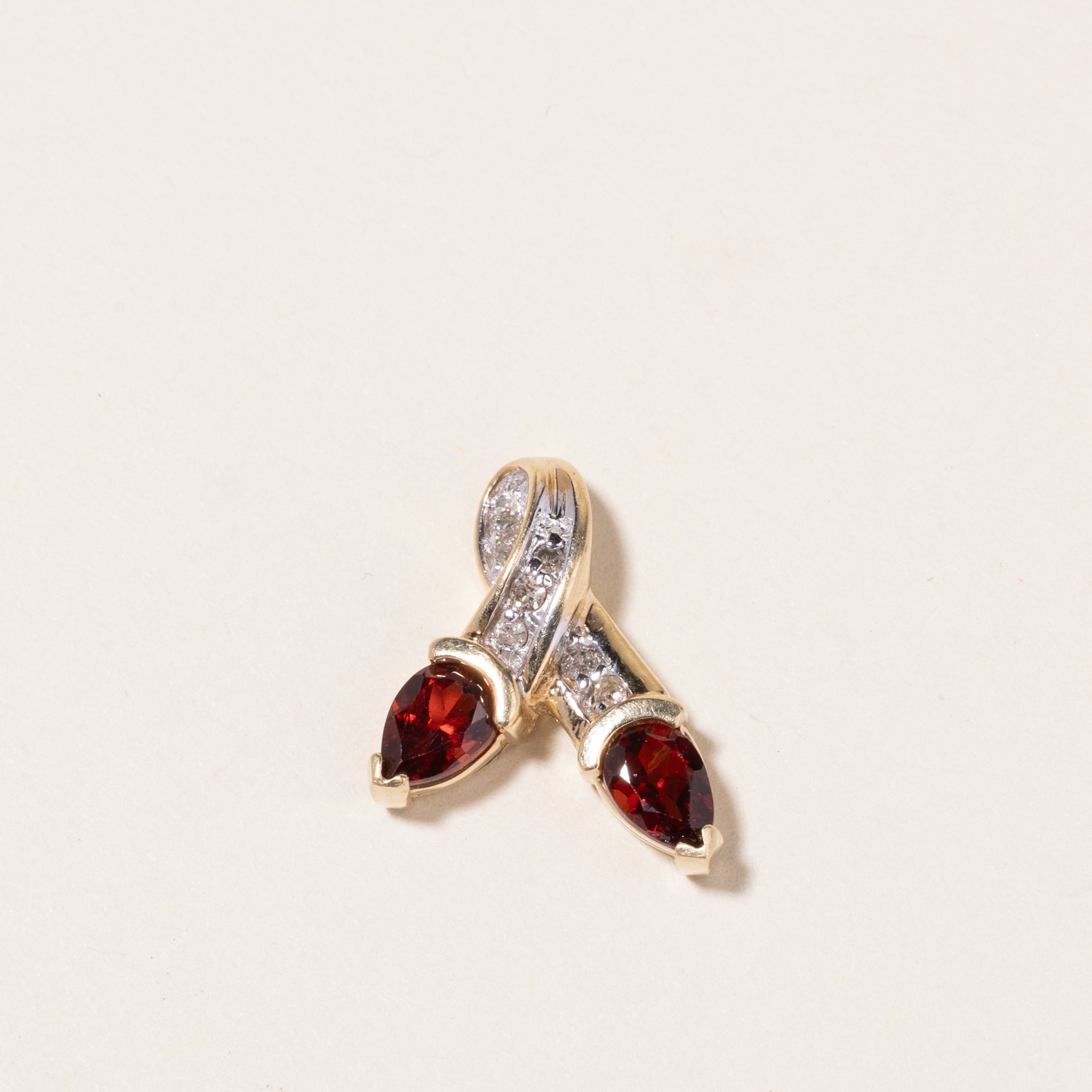 10K Yellow Gold Garnet & Diamond Pendant | 1.12ctw, 0.07ctw |