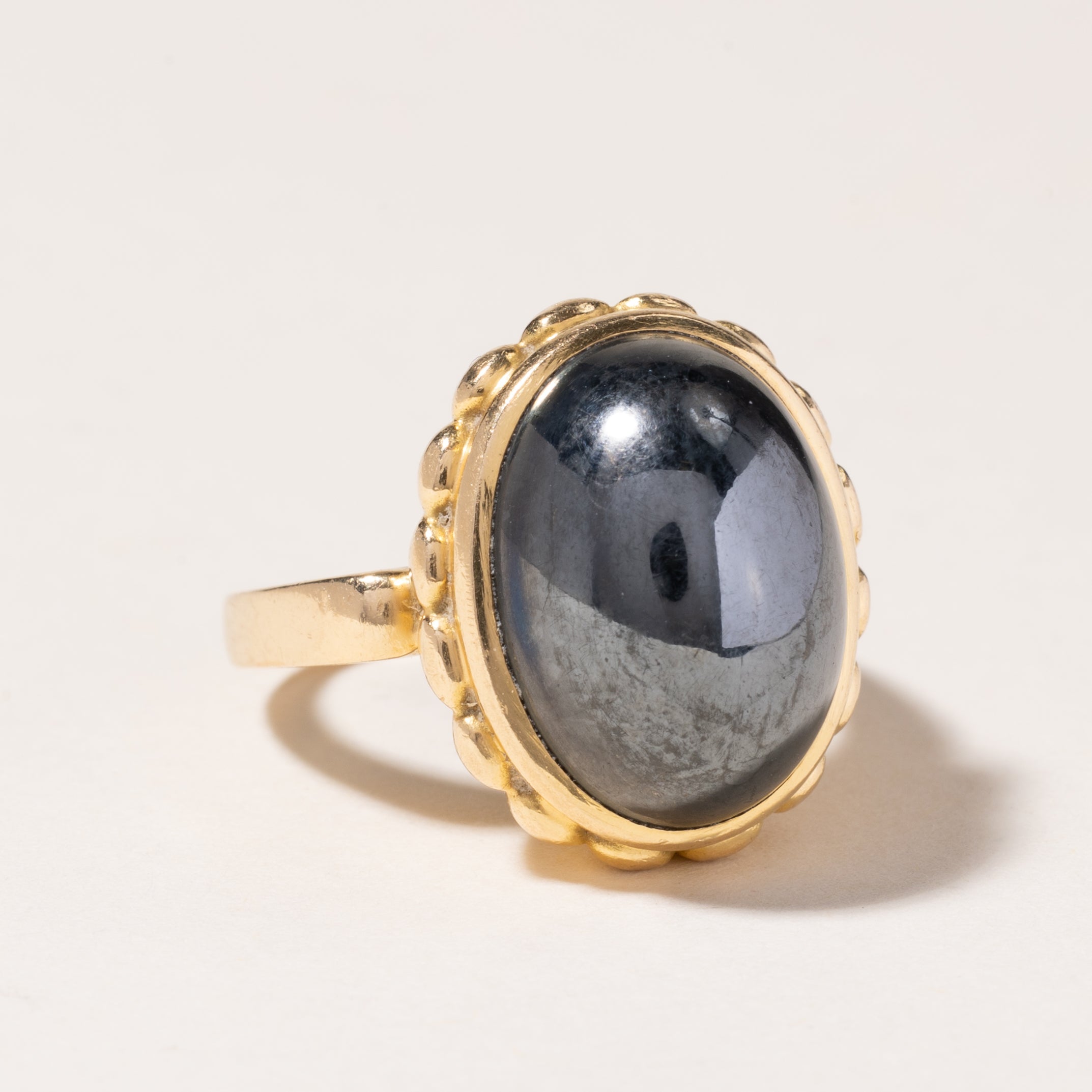 18K Yellow Gold Hematite Cocktail Ring | 20.67ct | SZ 6.25 |
