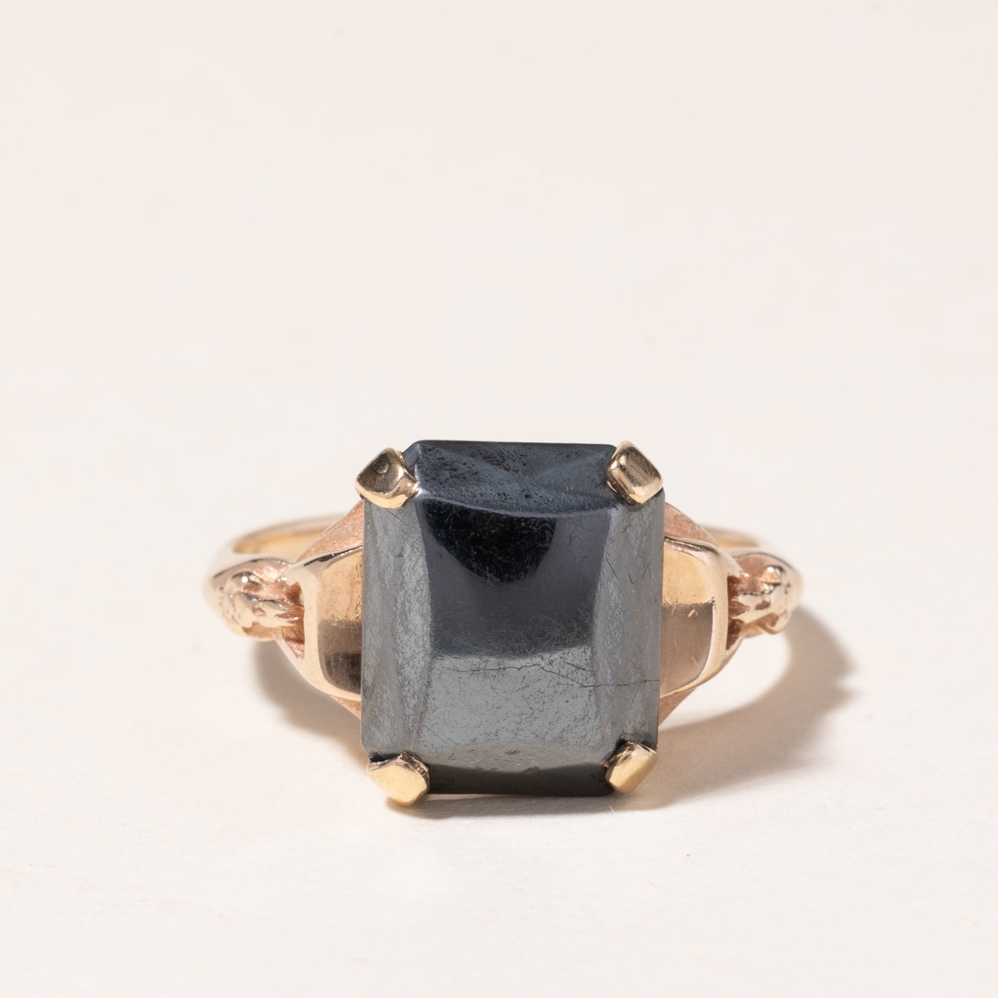 10K Yellow Gold Hematite Ring | 3.39ct | SZ 7.75 |