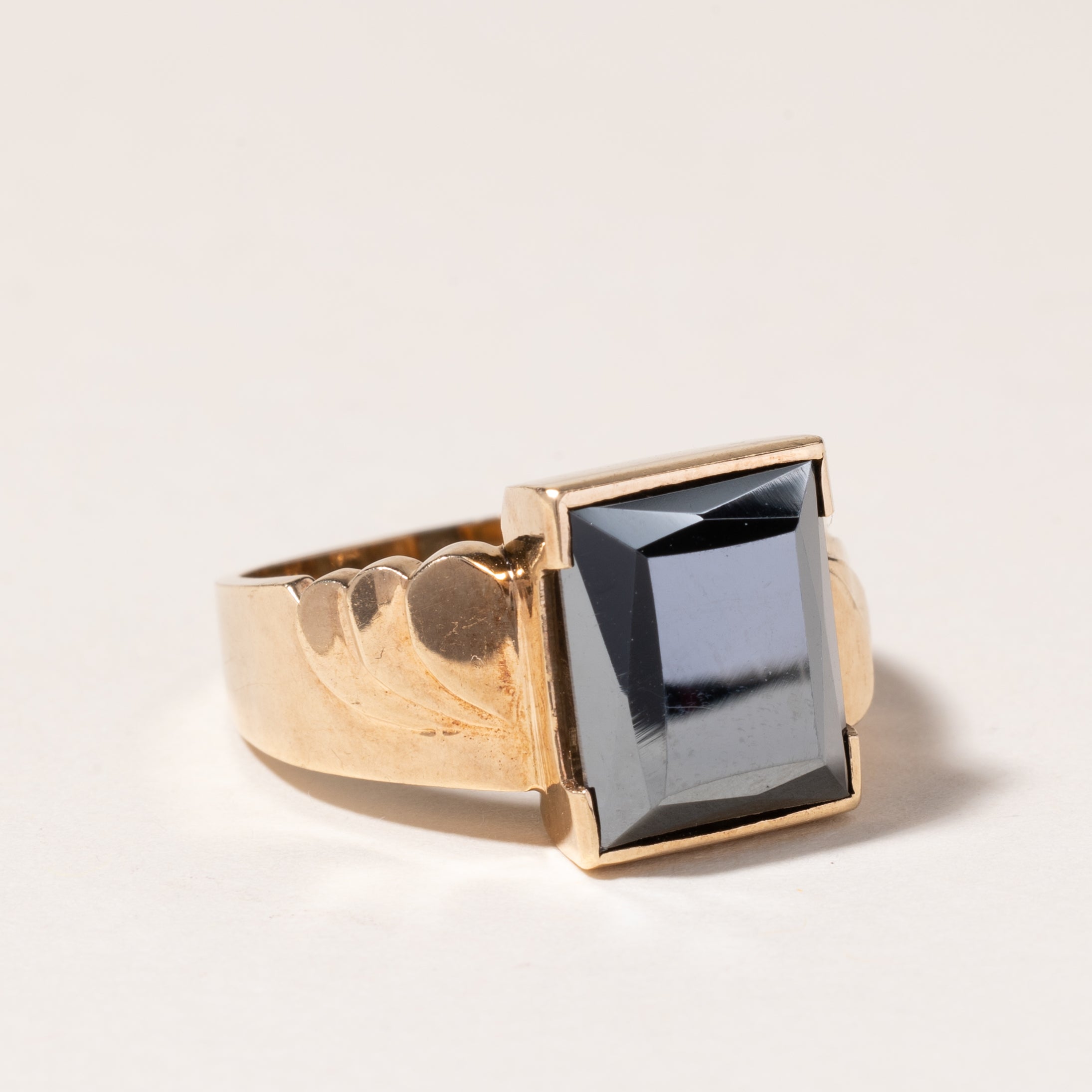 10K Yellow Gold Hematite Ring | 3.29ct | SZ 8.5 |