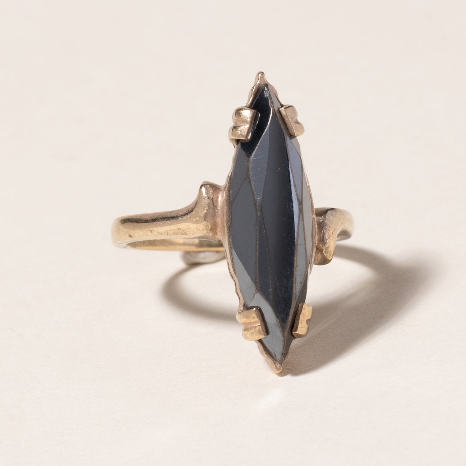 10K Yellow Gold Hematite Ring | 3.18ct | SZ 4.75 |