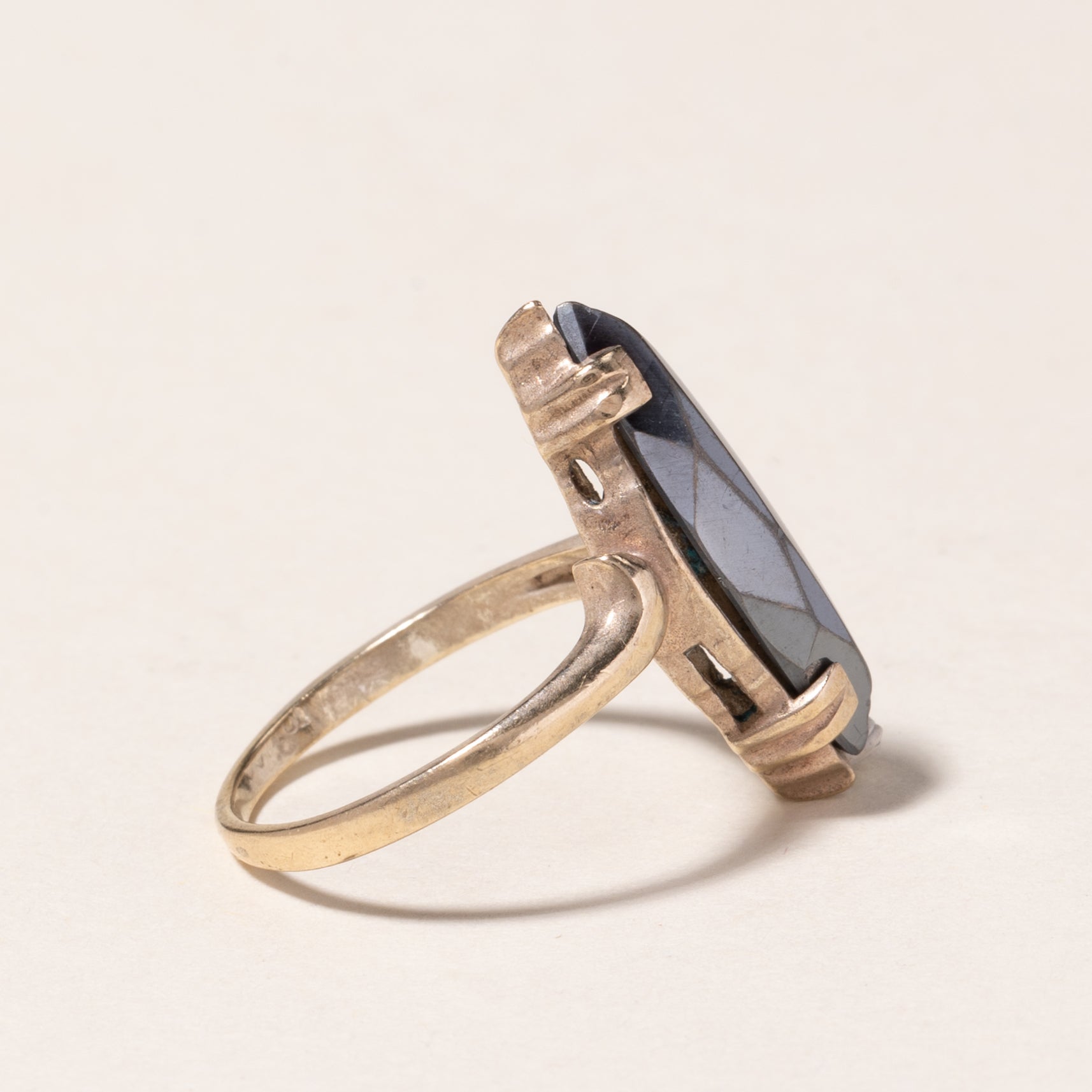 10K Yellow Gold Hematite Ring | 3.18ct | SZ 4.75 |