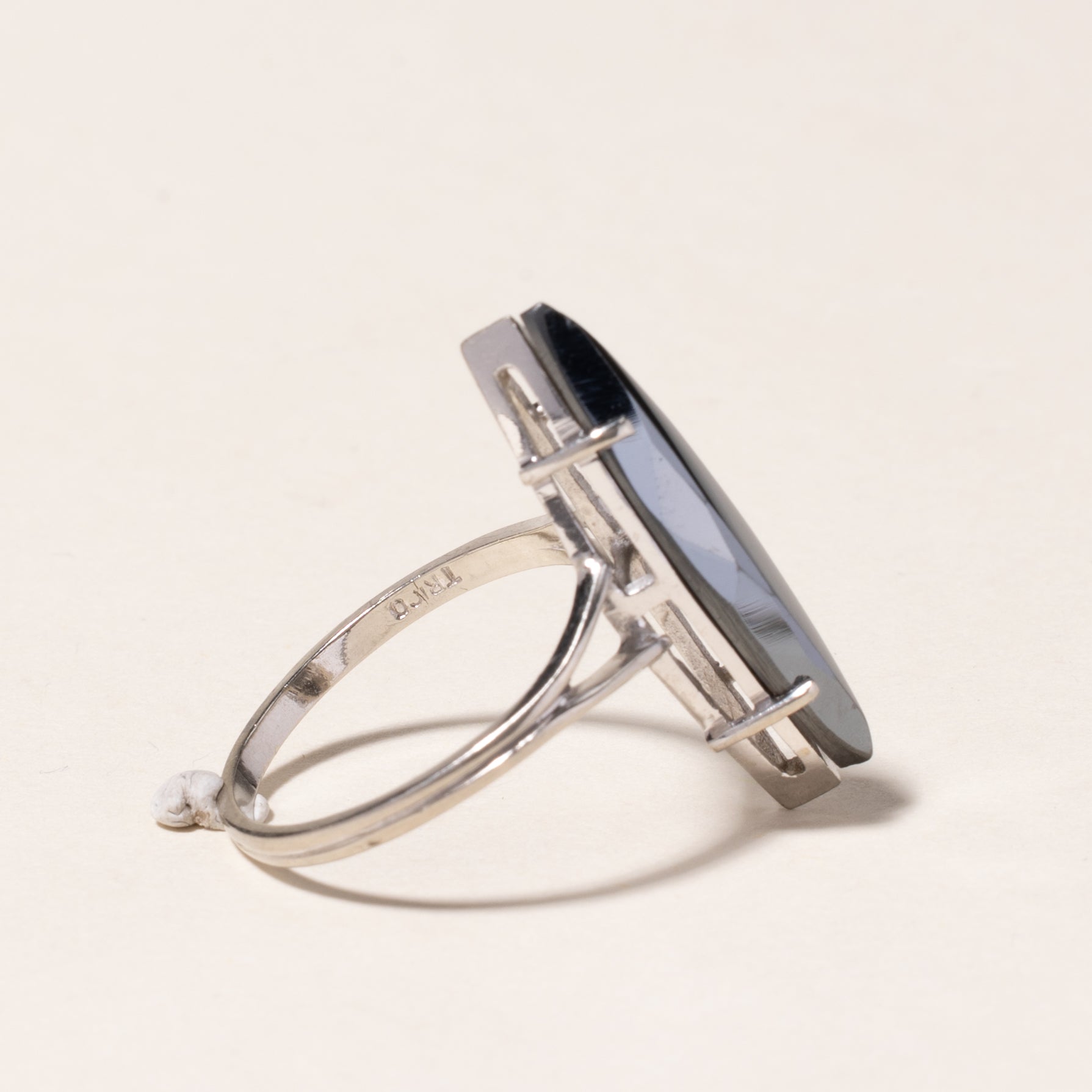 10K White Gold Hematite Ring | 3.75ct | SZ 8.75 |