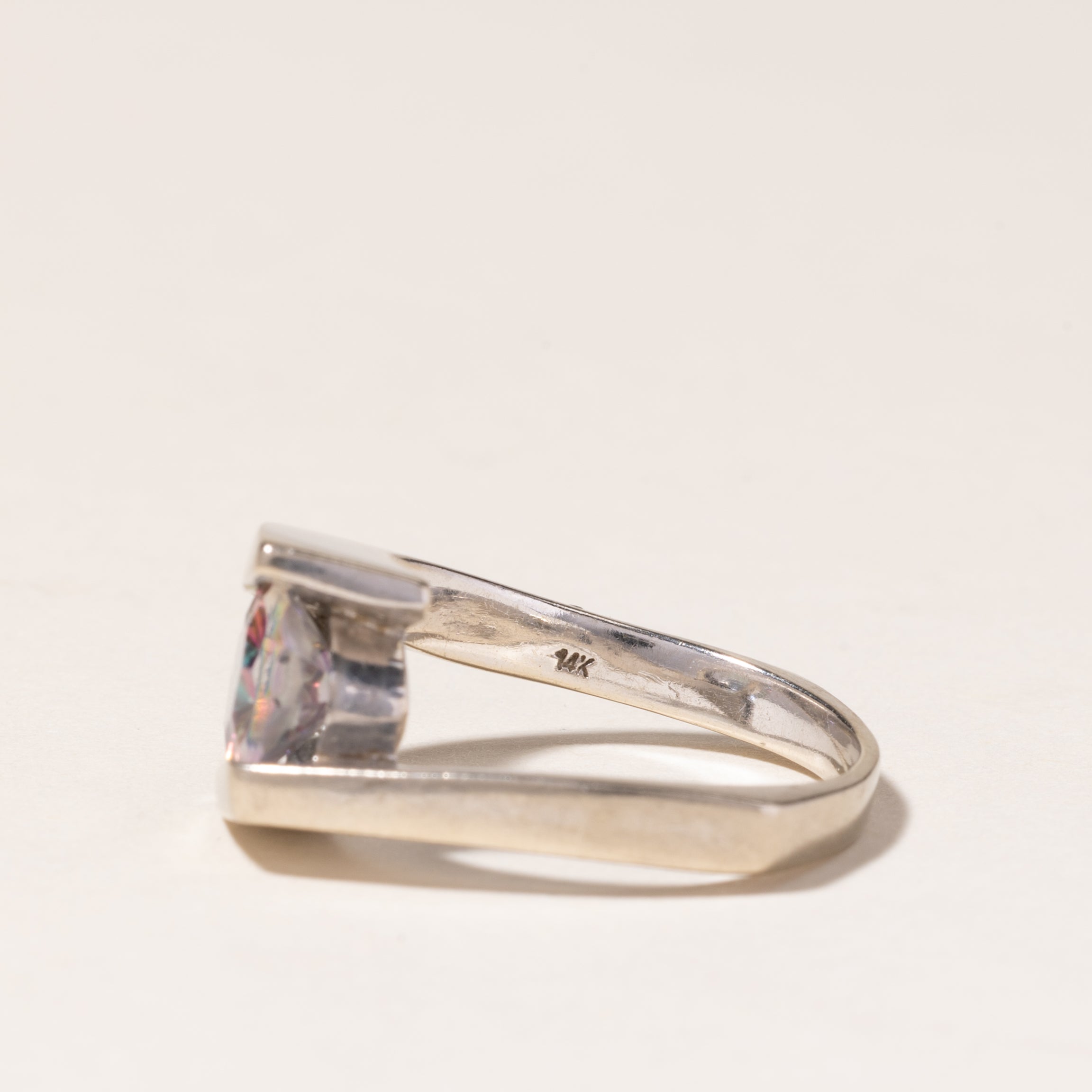 14K White Gold Mystic Topaz Ring | 2.01ct | SZ 6.5 |