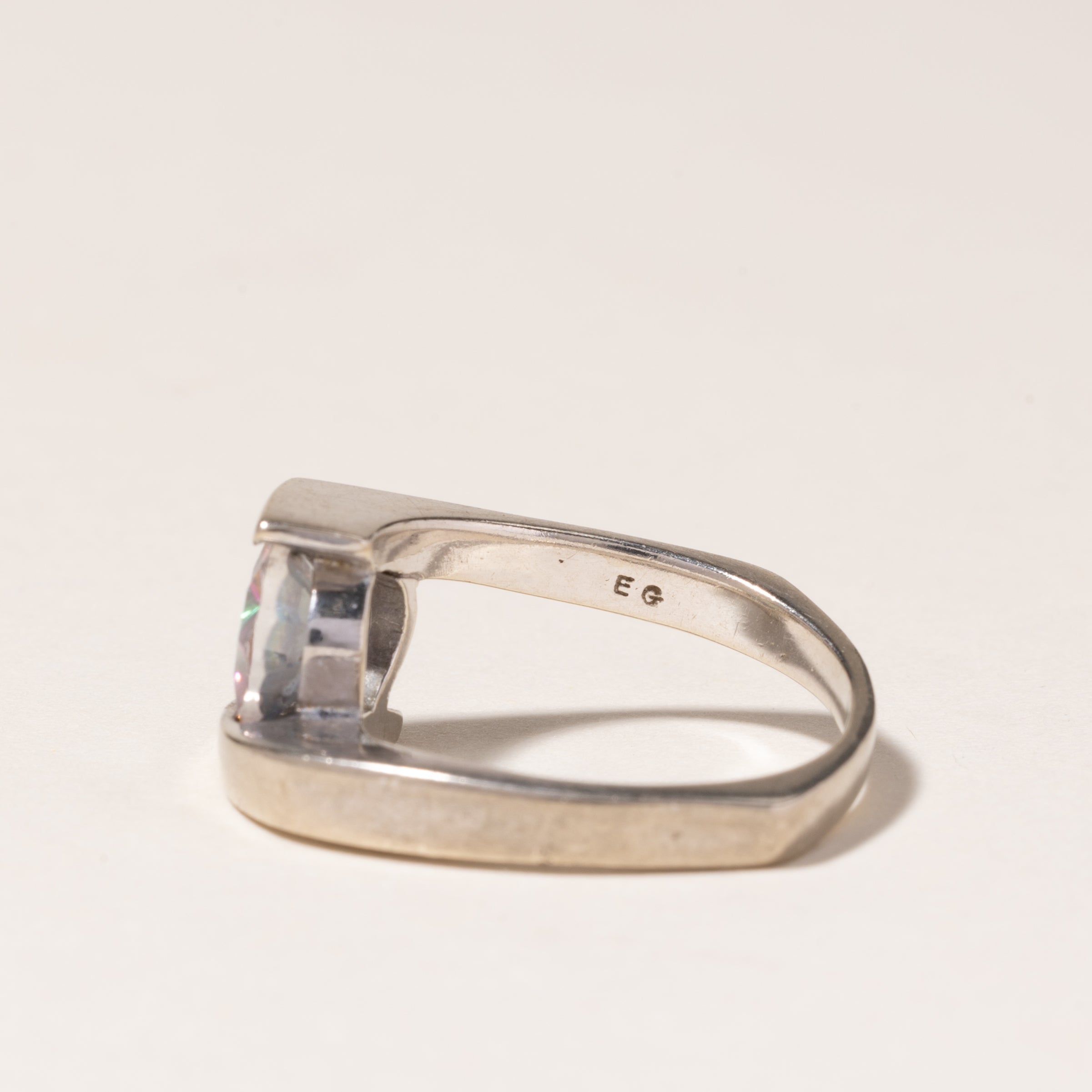 14K White Gold Mystic Topaz Ring | 2.01ct | SZ 6.5 |