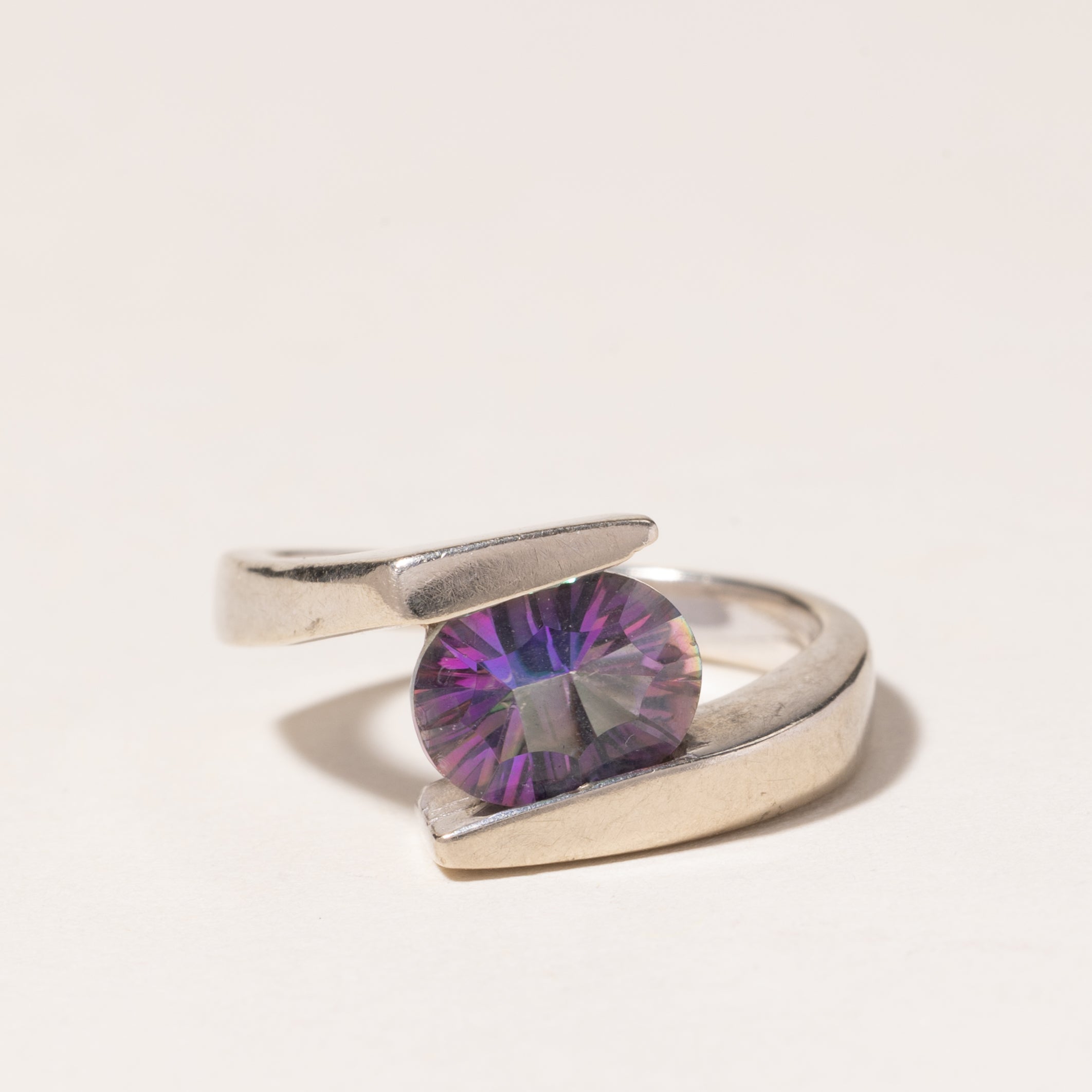 14K White Gold Mystic Topaz Ring | 2.01ct | SZ 6.5 |