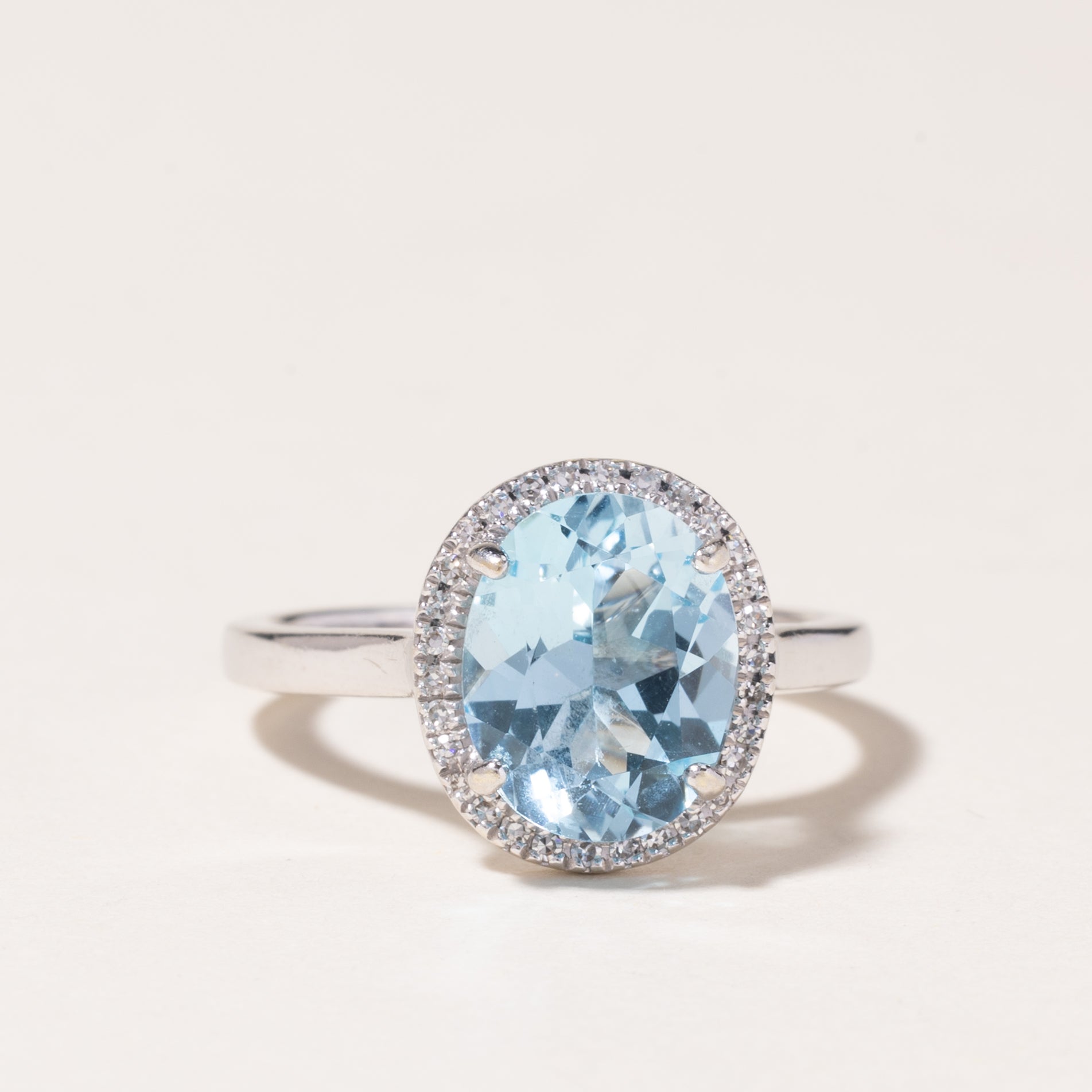 14K White Gold Halo Topaz Ring | 2.79ct, 0.15ctw | SZ 5.25 |