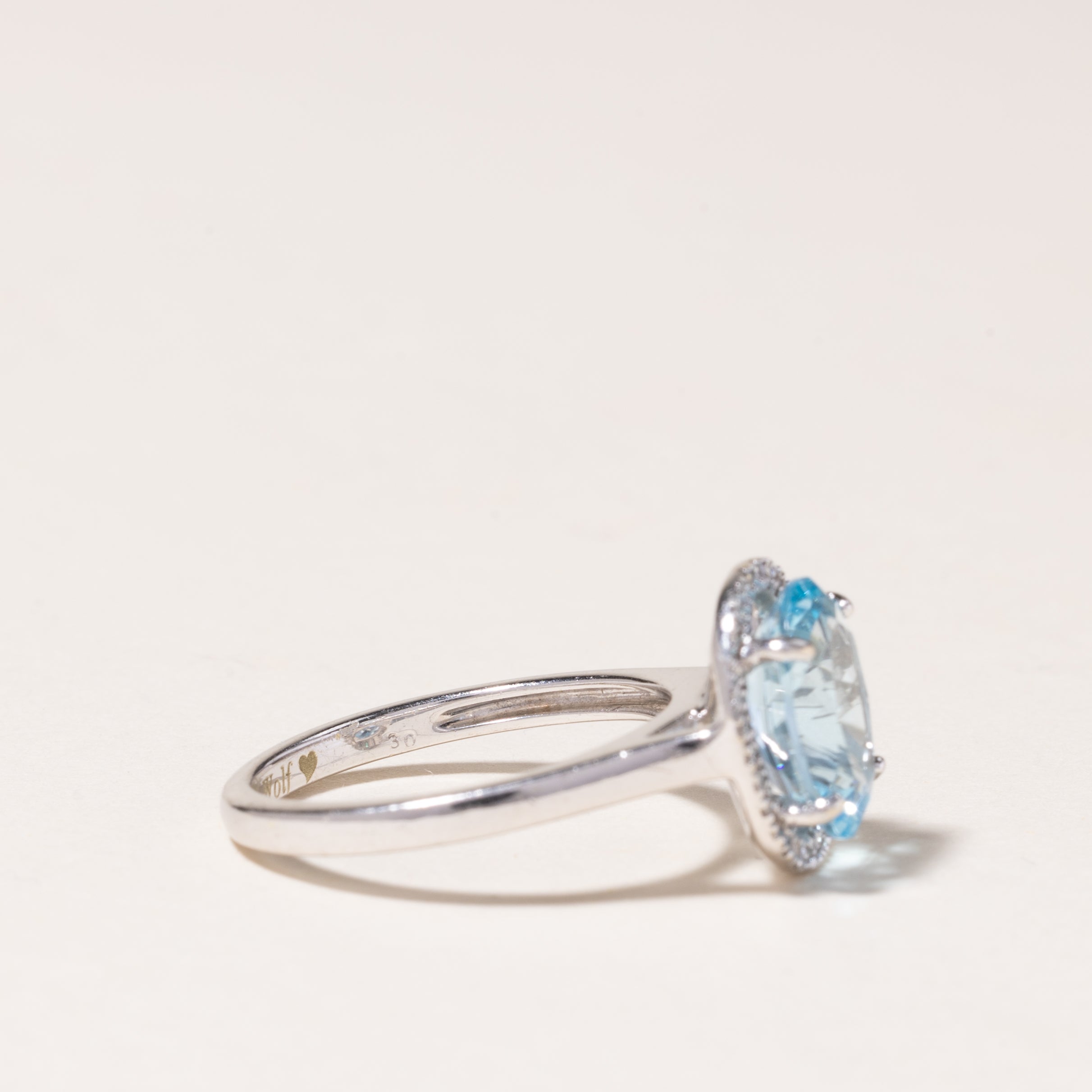 14K White Gold Halo Topaz Ring | 2.79ct, 0.15ctw | SZ 5.25 |