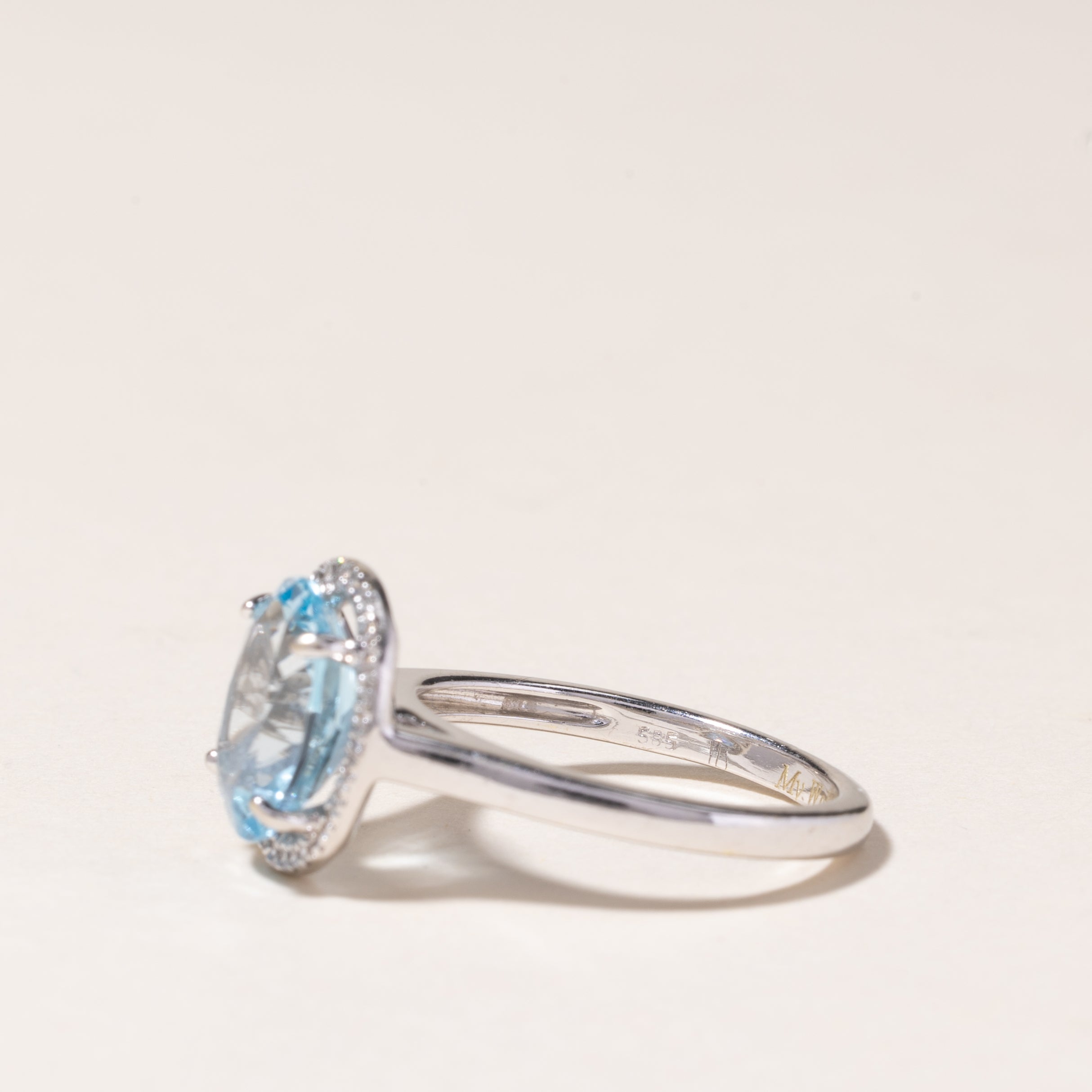 14K White Gold Halo Topaz Ring | 2.79ct, 0.15ctw | SZ 5.25 |